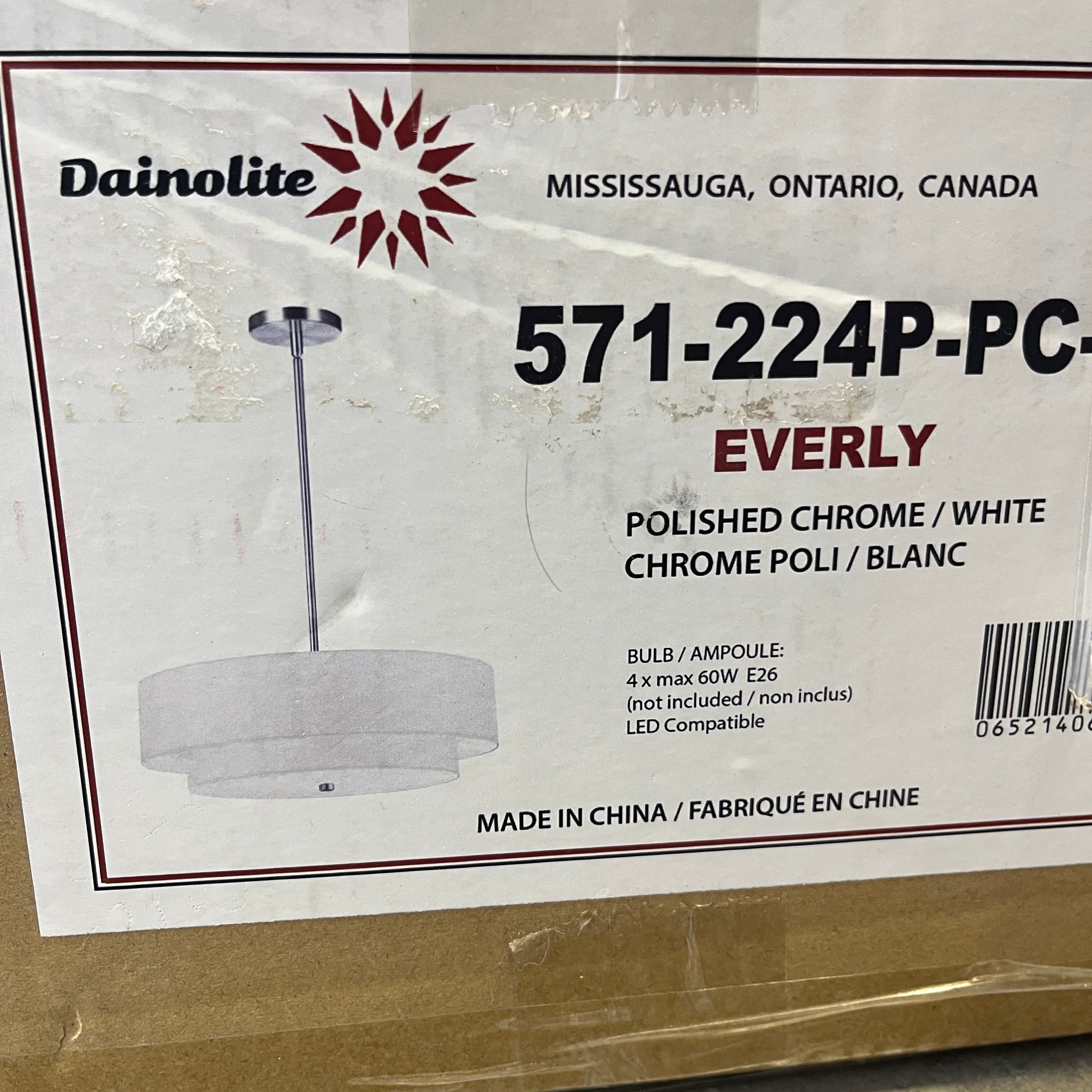 Dainolite Everly 4-Light Polished Chrome Transitional Drum Hanging Pendant Light