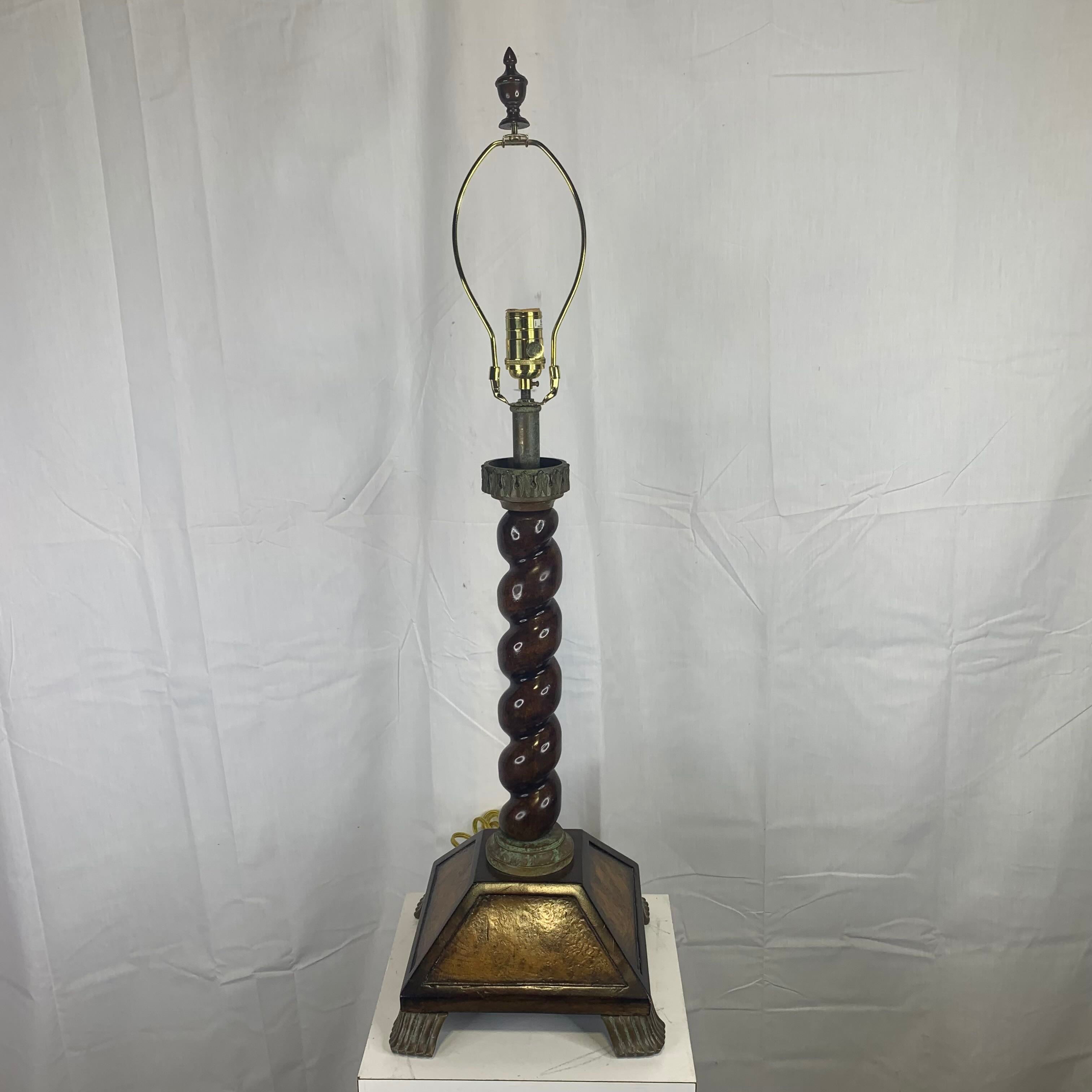 10"x 10"x 36" Vintage Swirl with Metal Accent Table Lamp