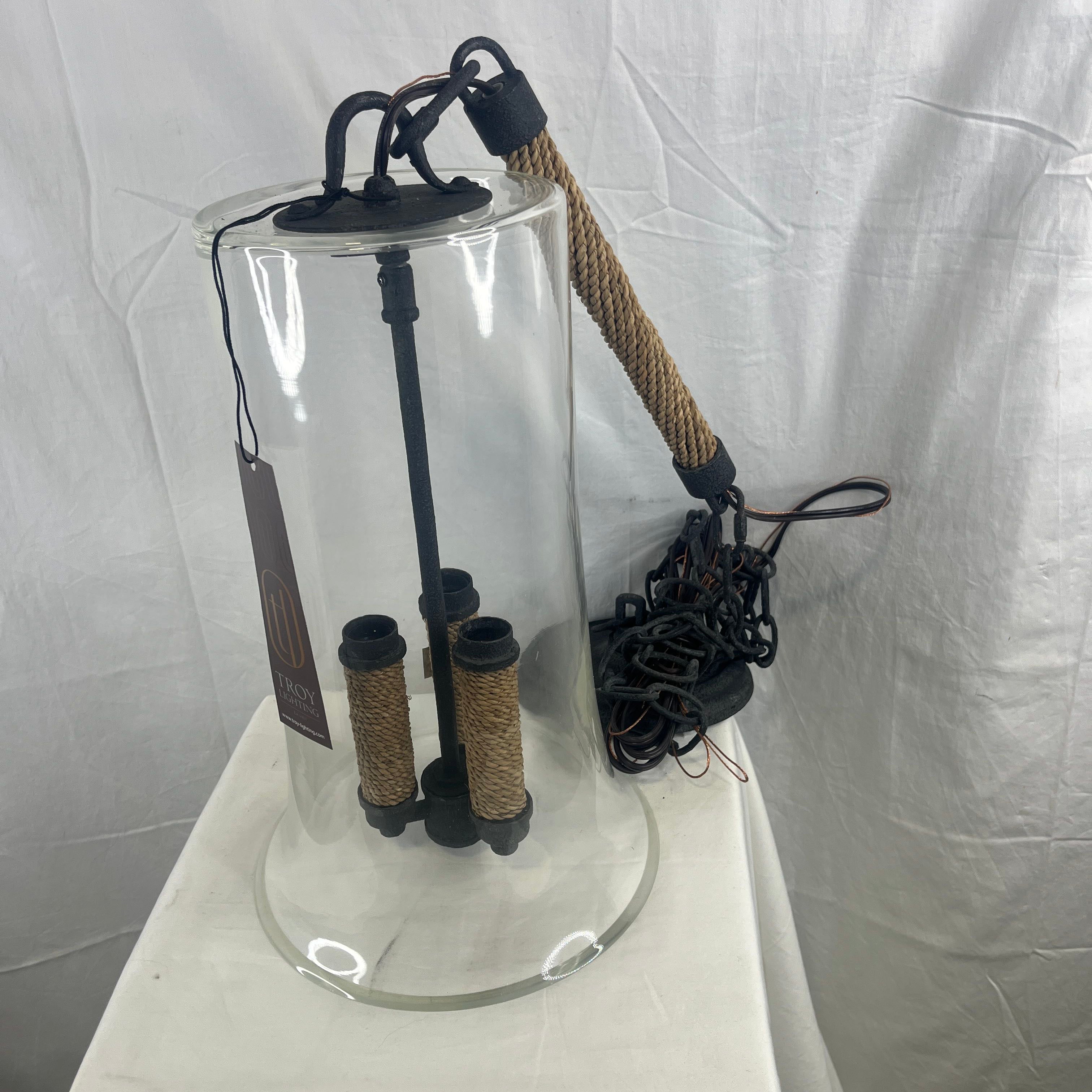 Troy Lighting Pier 39 Glass with Rope 3 Light Shipyard Ceiling Pendant