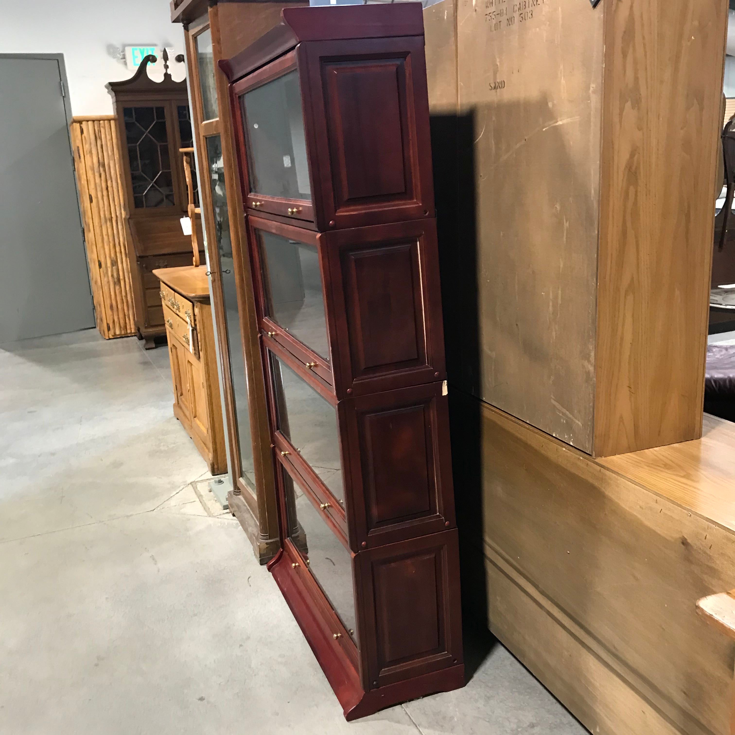 Cherry Finish Beveled Glass Front 2 Piece Lawyer's Cabinet