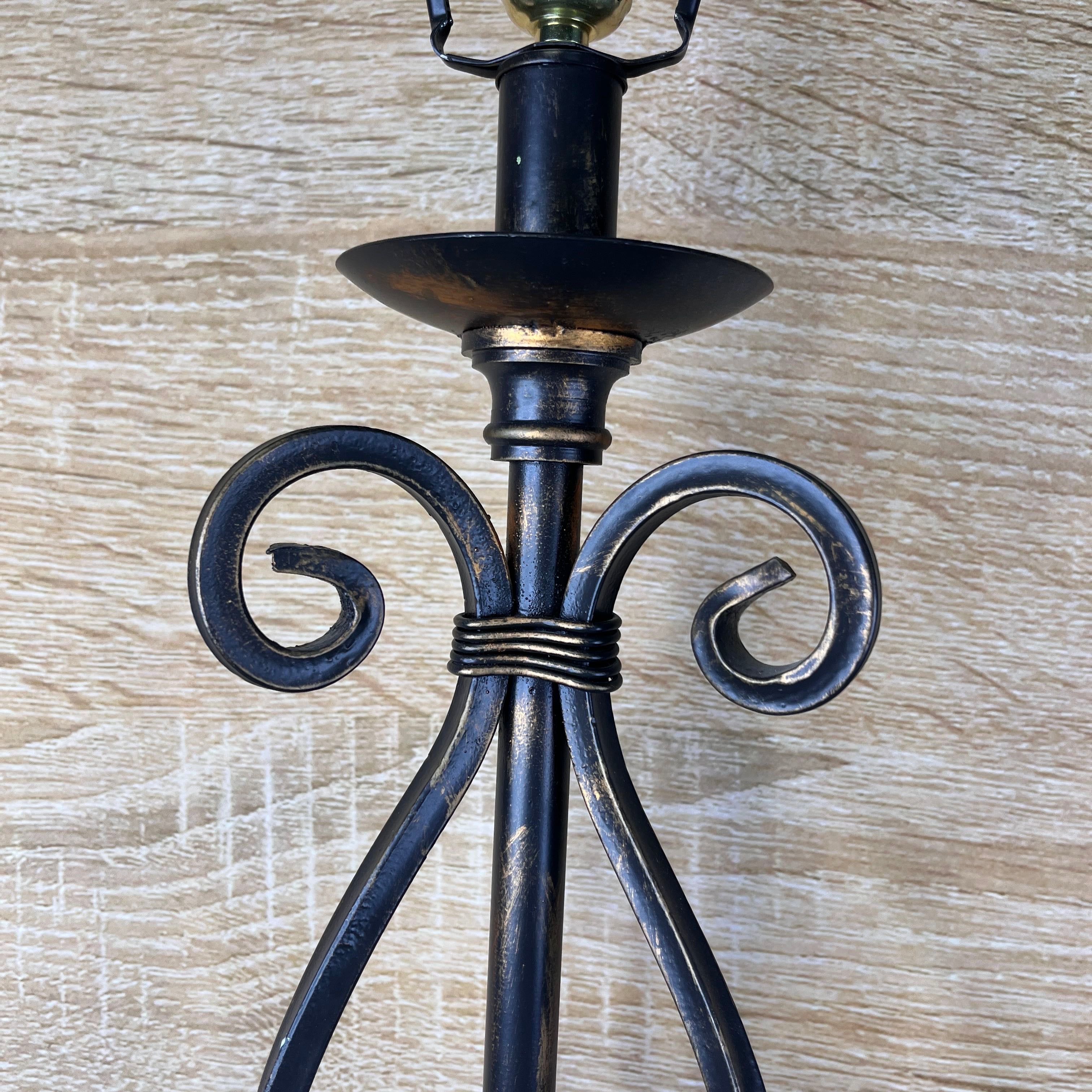 Bronze and Copper Brushed Iron Tri Base Table Lamp