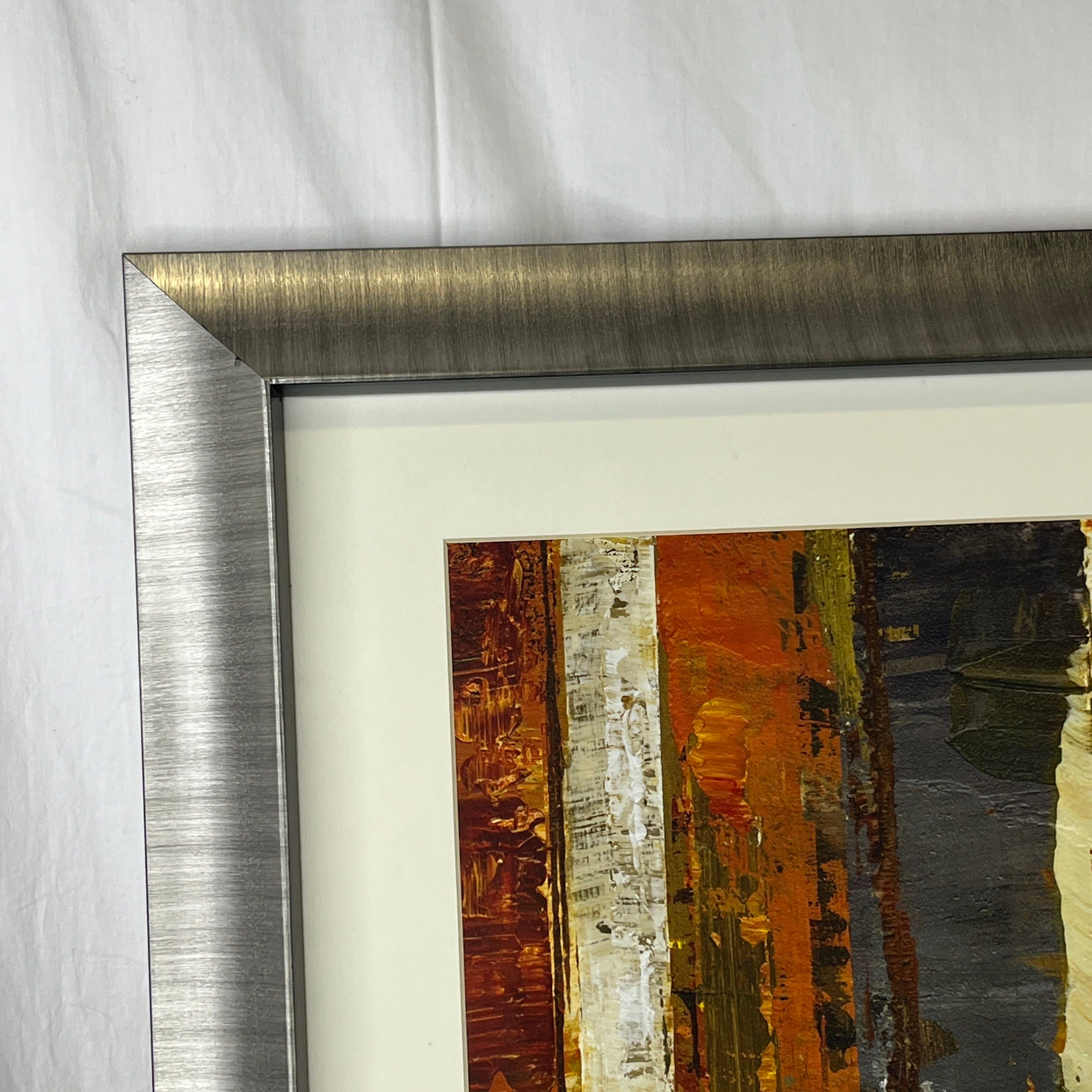 Red Amber I by Carmen Dolce Fall Colored Birch Trees Double Matted Silver Framed Print Wall Art