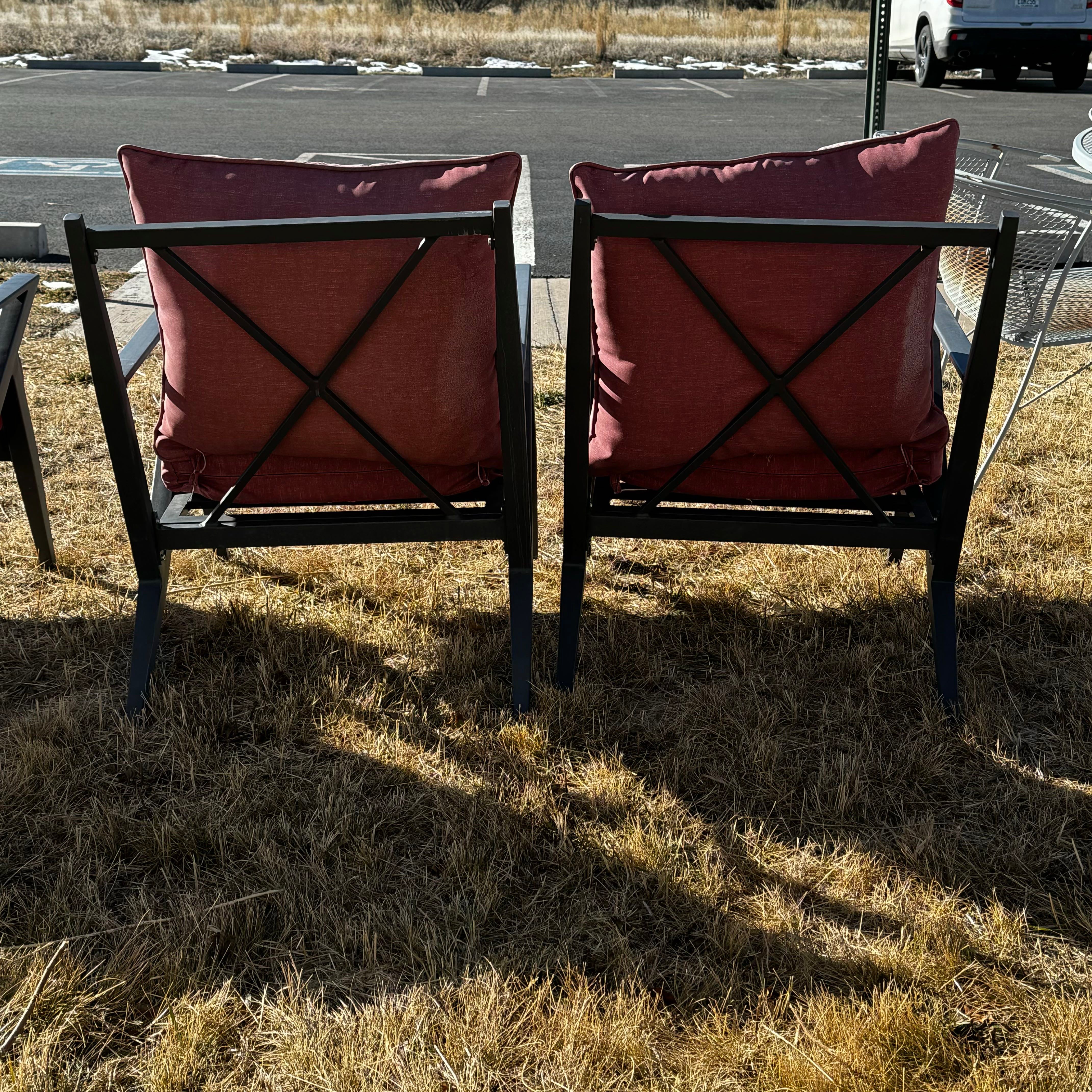 Aluminium Frame Red Detailed Cushion Sofa Chair Patio Set