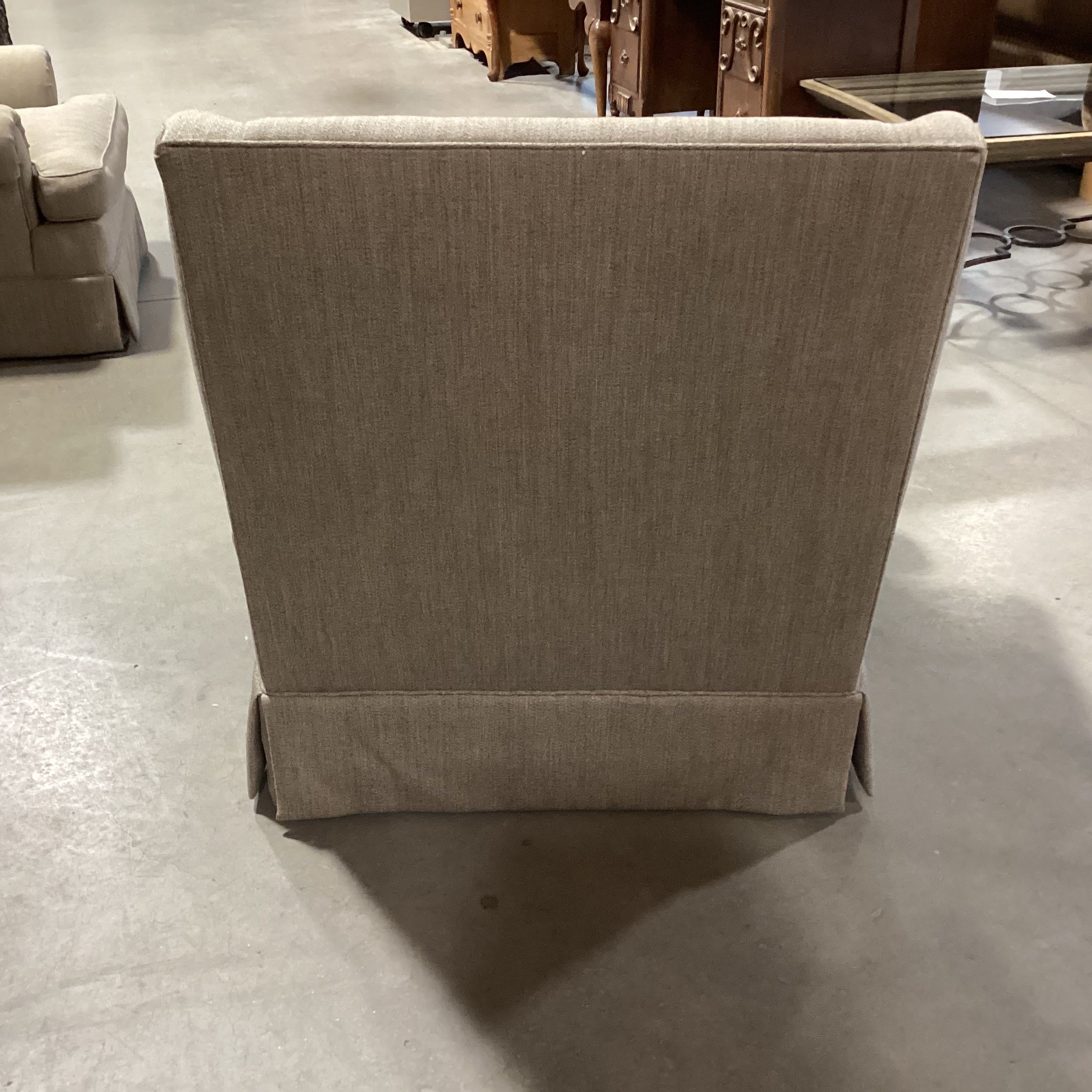 Taupe Brown Roll Arm Down Chair