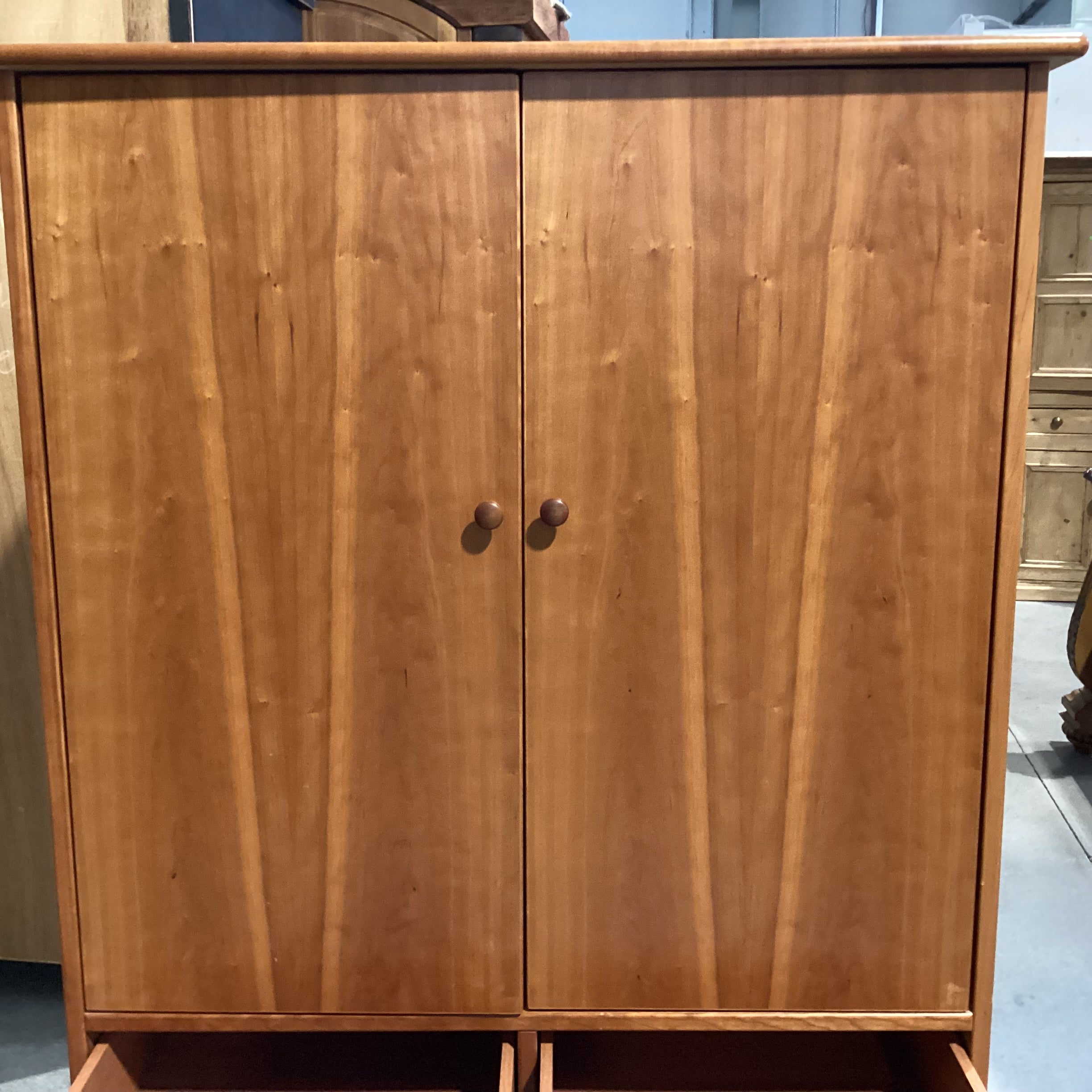 Danish Modern Wood & Laminate Veneer 2 Door 2 Drawer Armoire 40"x 23.5"x 61,5"