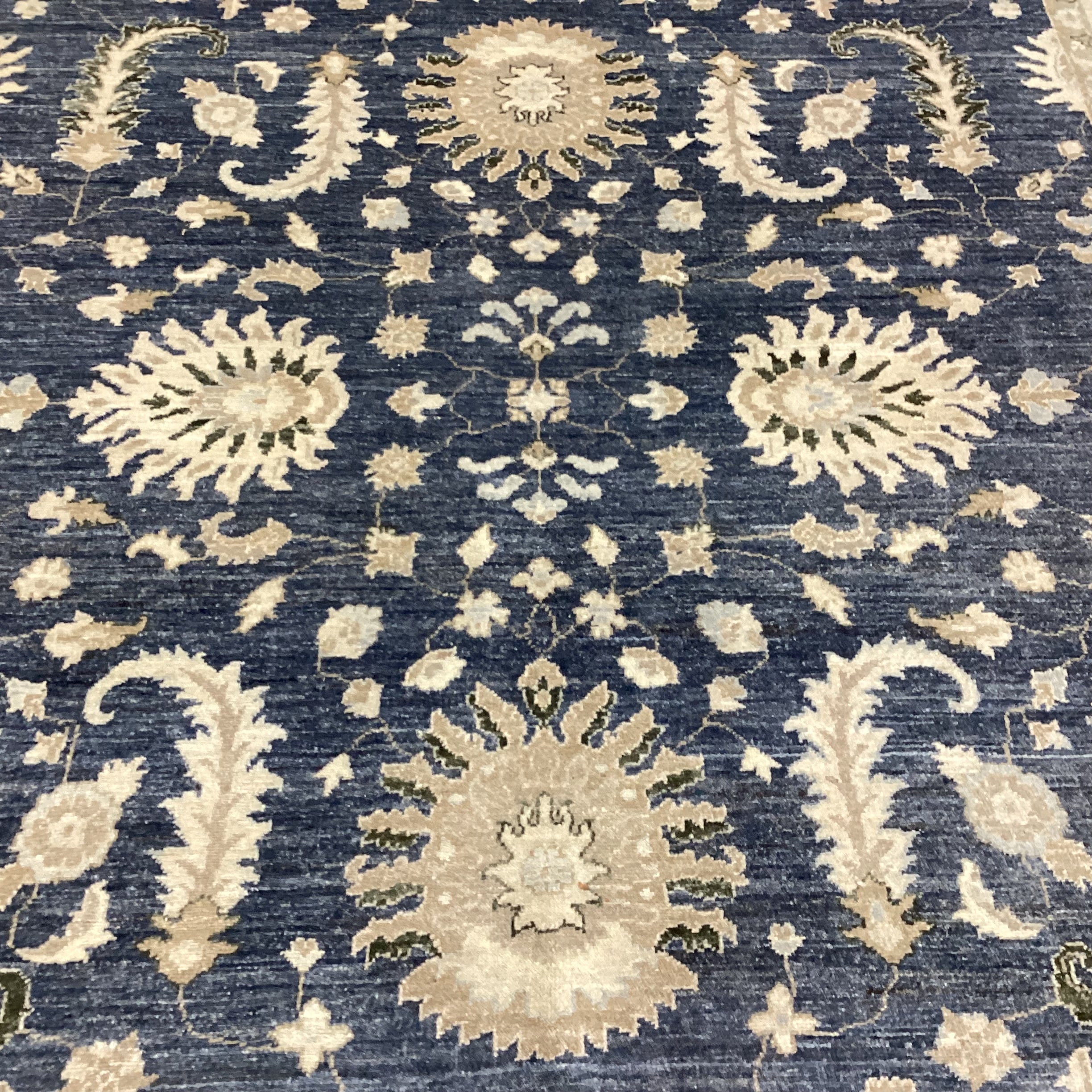 Favorite Oriental Rugs Cream & Blue Chobi Turkman Hand Woven Wool Rug 8'x 9'9"