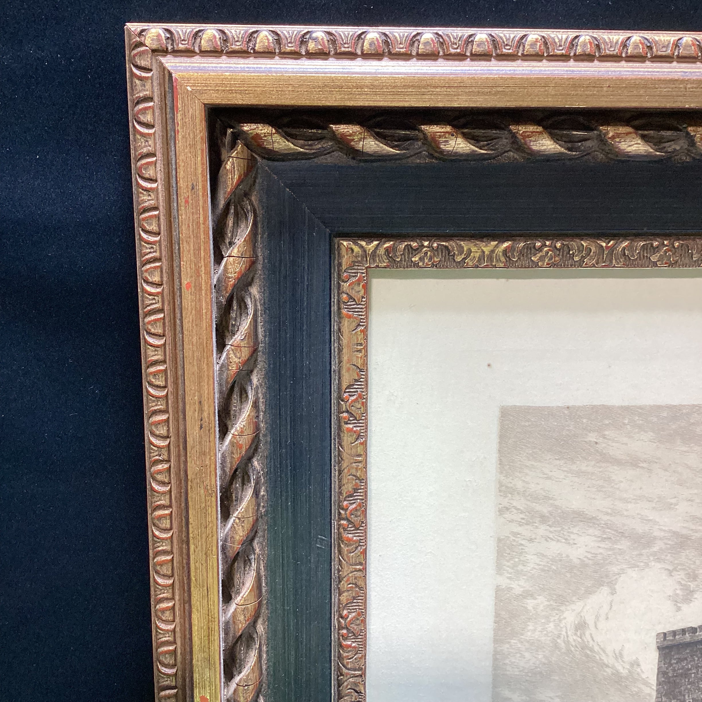 Albrecht Bruck Signed Wartburg Castle, Eisenach, Germany Etching In Gold & Black Frame 31.5" x 25.5"