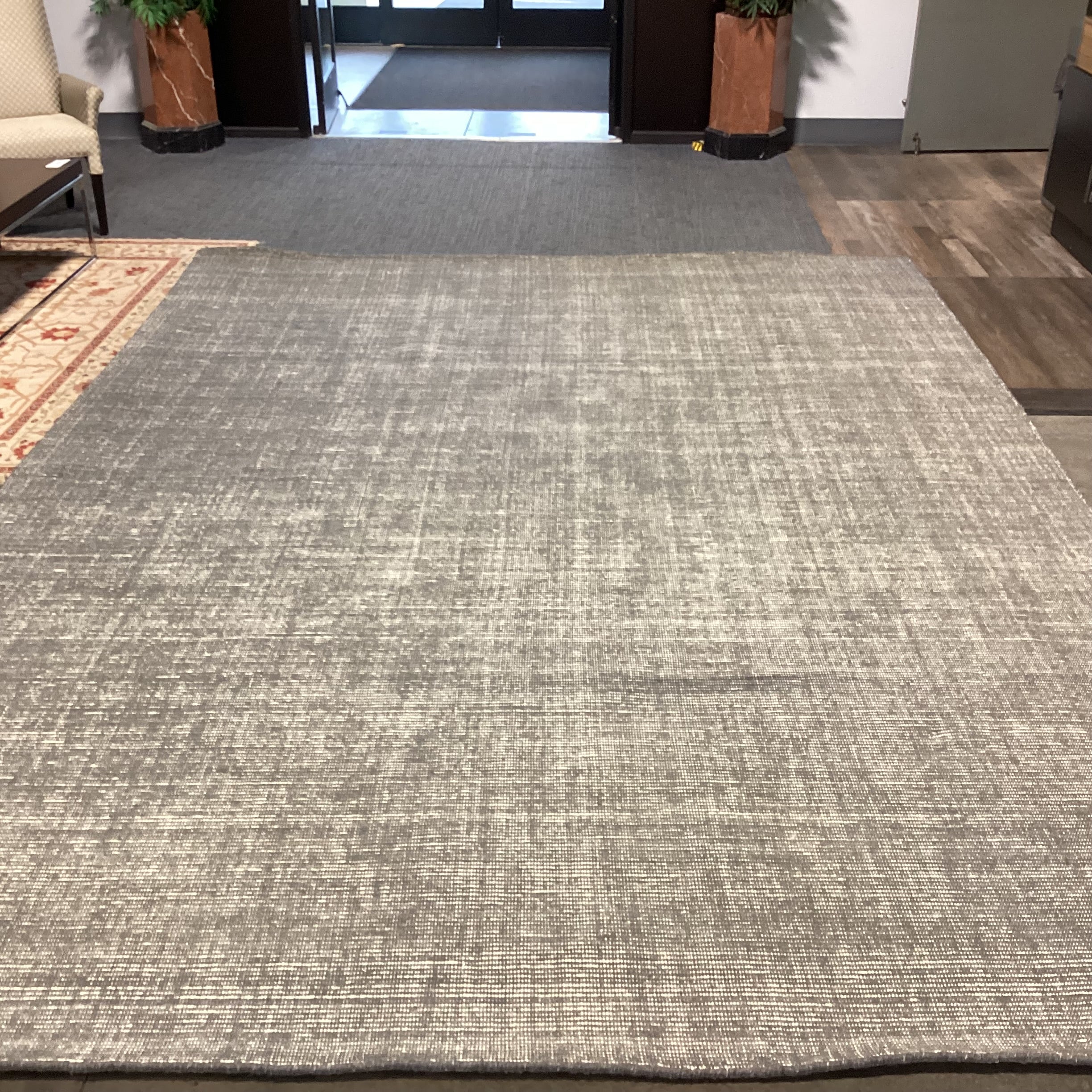 Arhaus Jackson Collection Charcoal & Cream Woven Poly Cotton & Wool Rug 10'x 14'