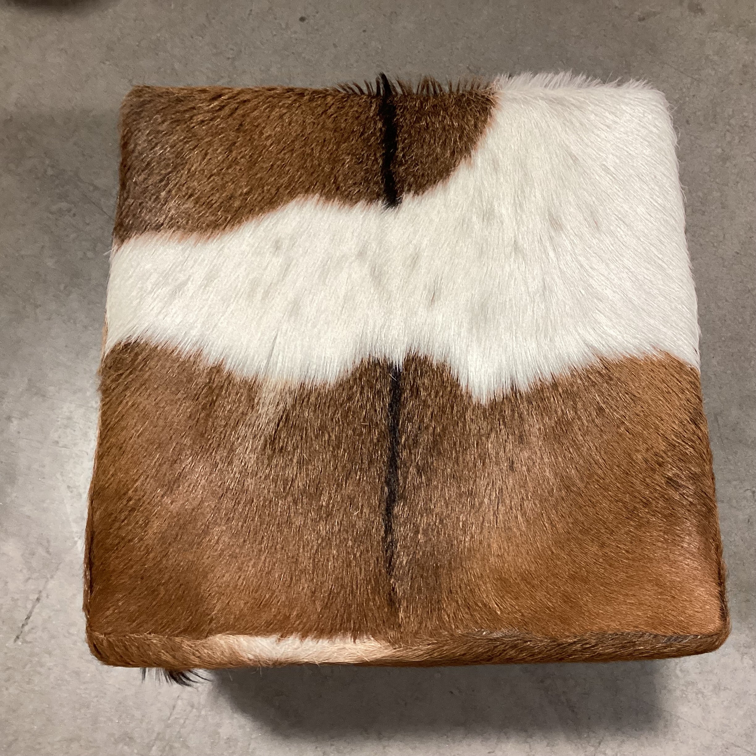 Brown & White Cowhide Cube Ottoman 16"x 16"x 17"