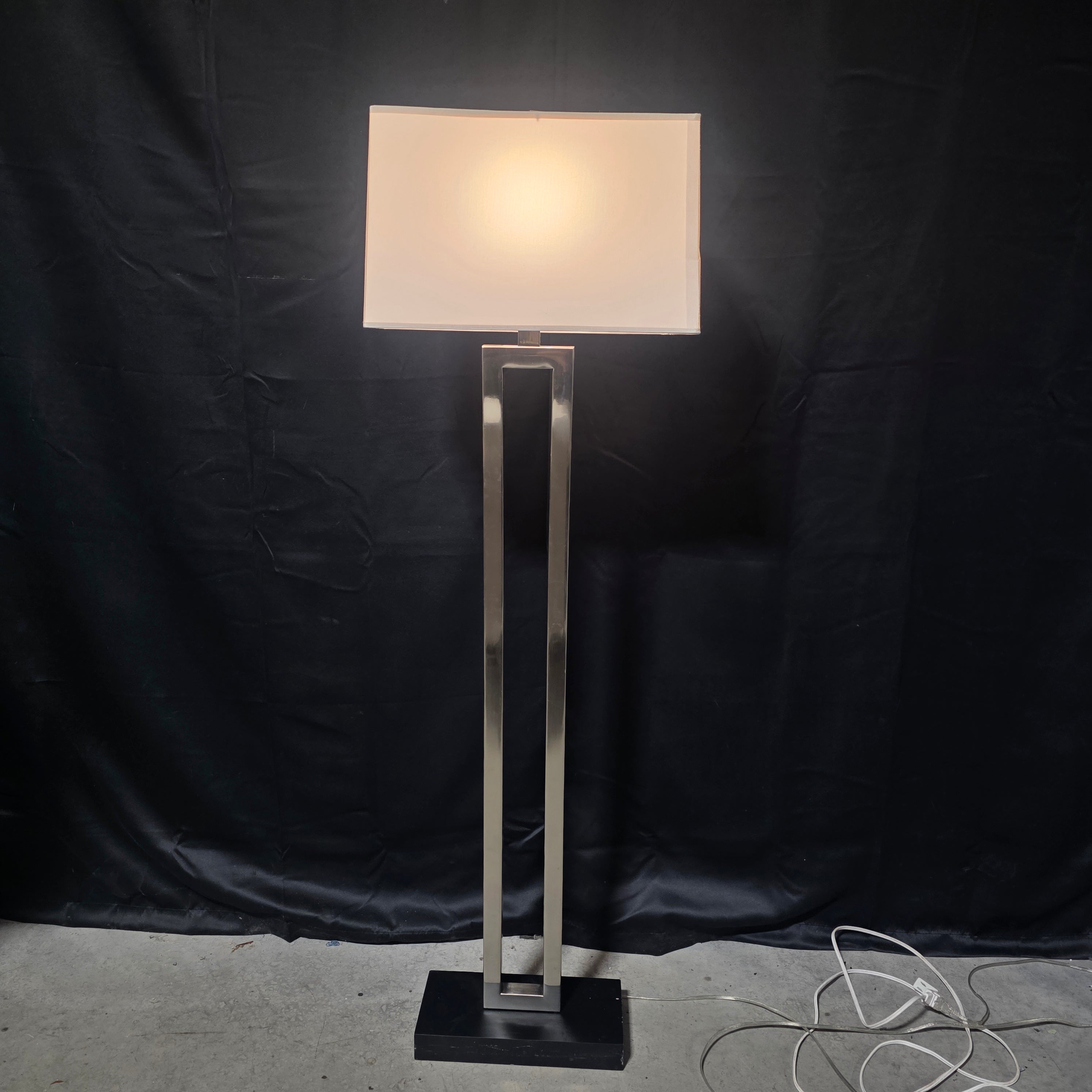 Strick and Bolton Spero Chrome and Contrast Black Base Floor Lamp 18"x9"x60"