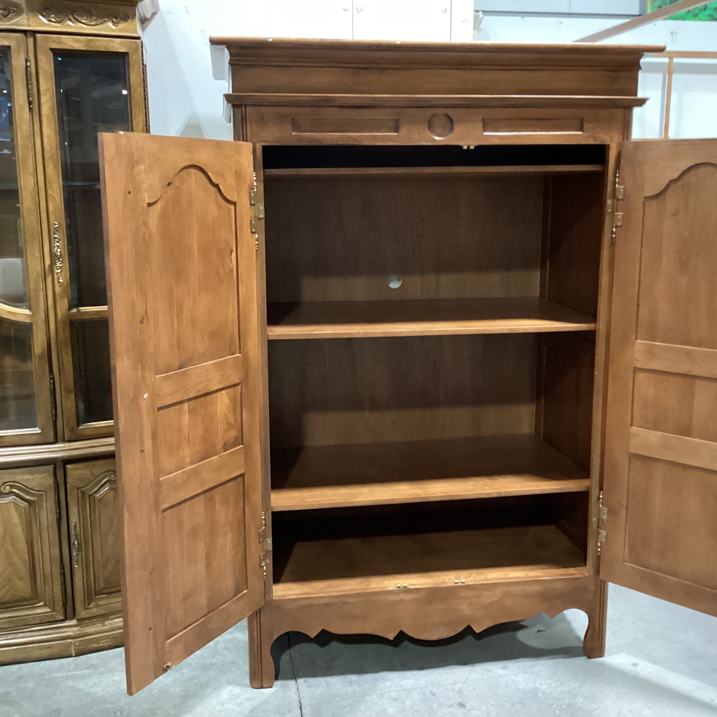 Carved Wood 2 Door with Shelves Armoire 48"x 28"x 72"
