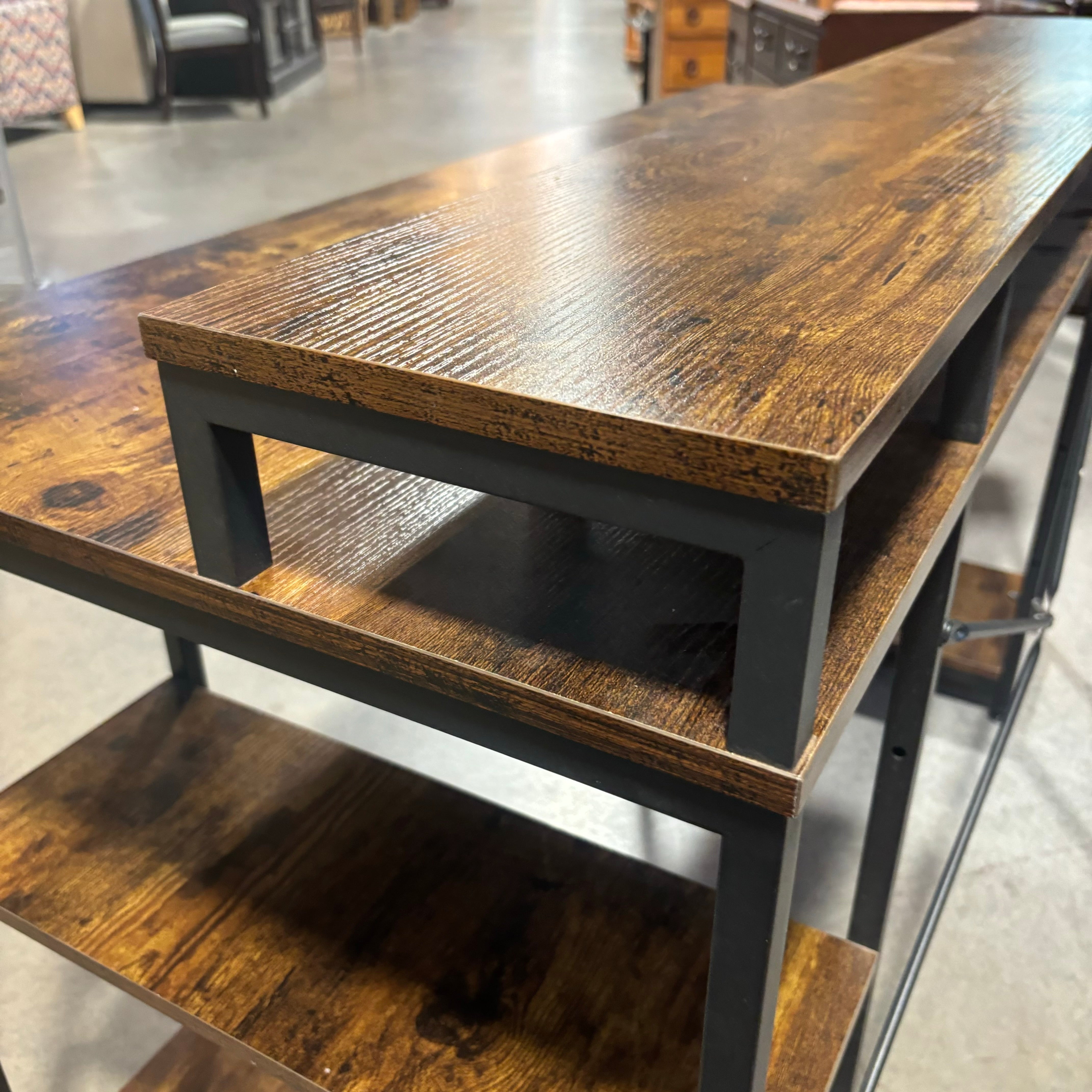 Wood Style Laminate with Metal Legs 4 Shelves & Multi Surface Top Desk 55.5"x 23.5"x 34"