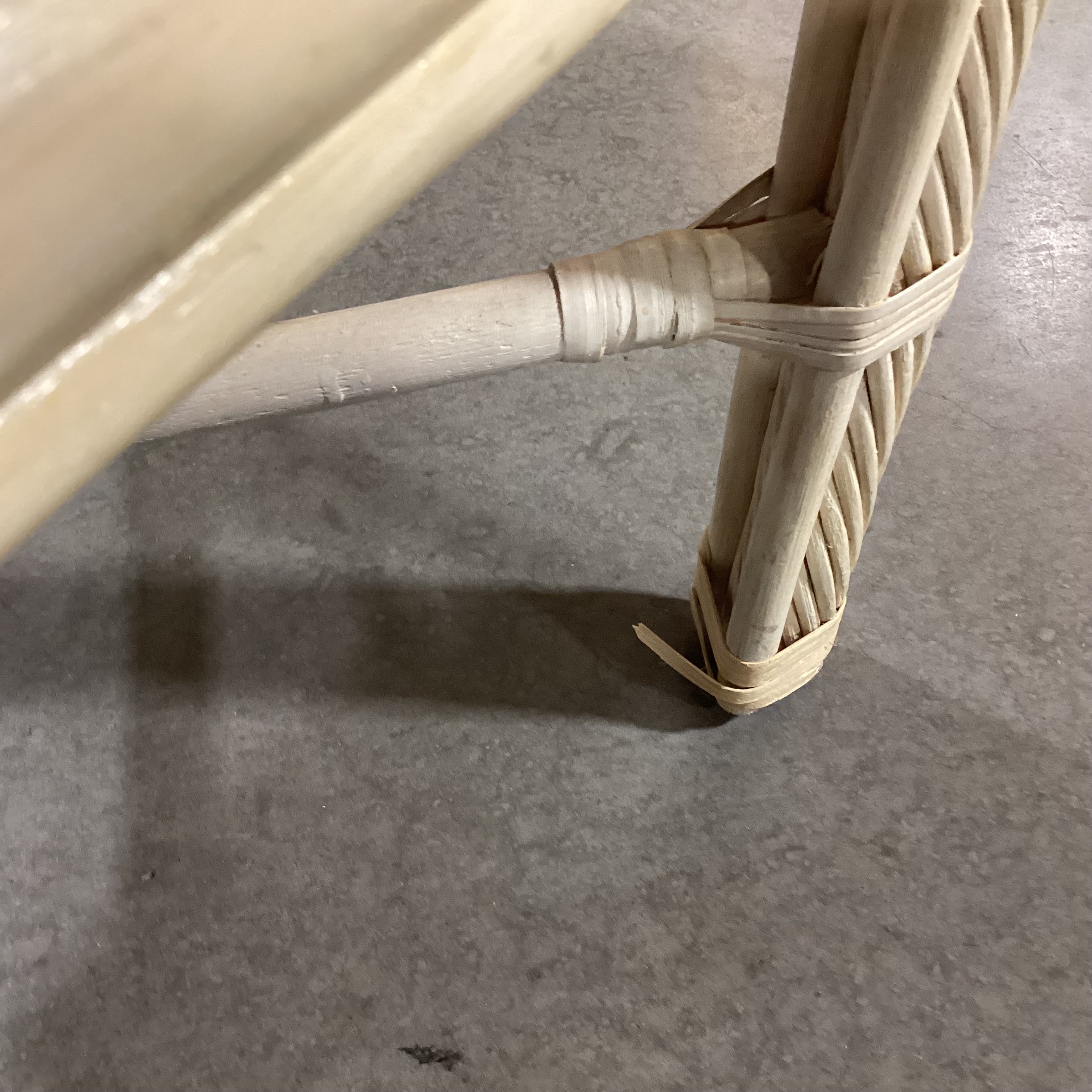 White Washed Rattan & Floral Linen Arm Chair 22"x 22"x 36.5"