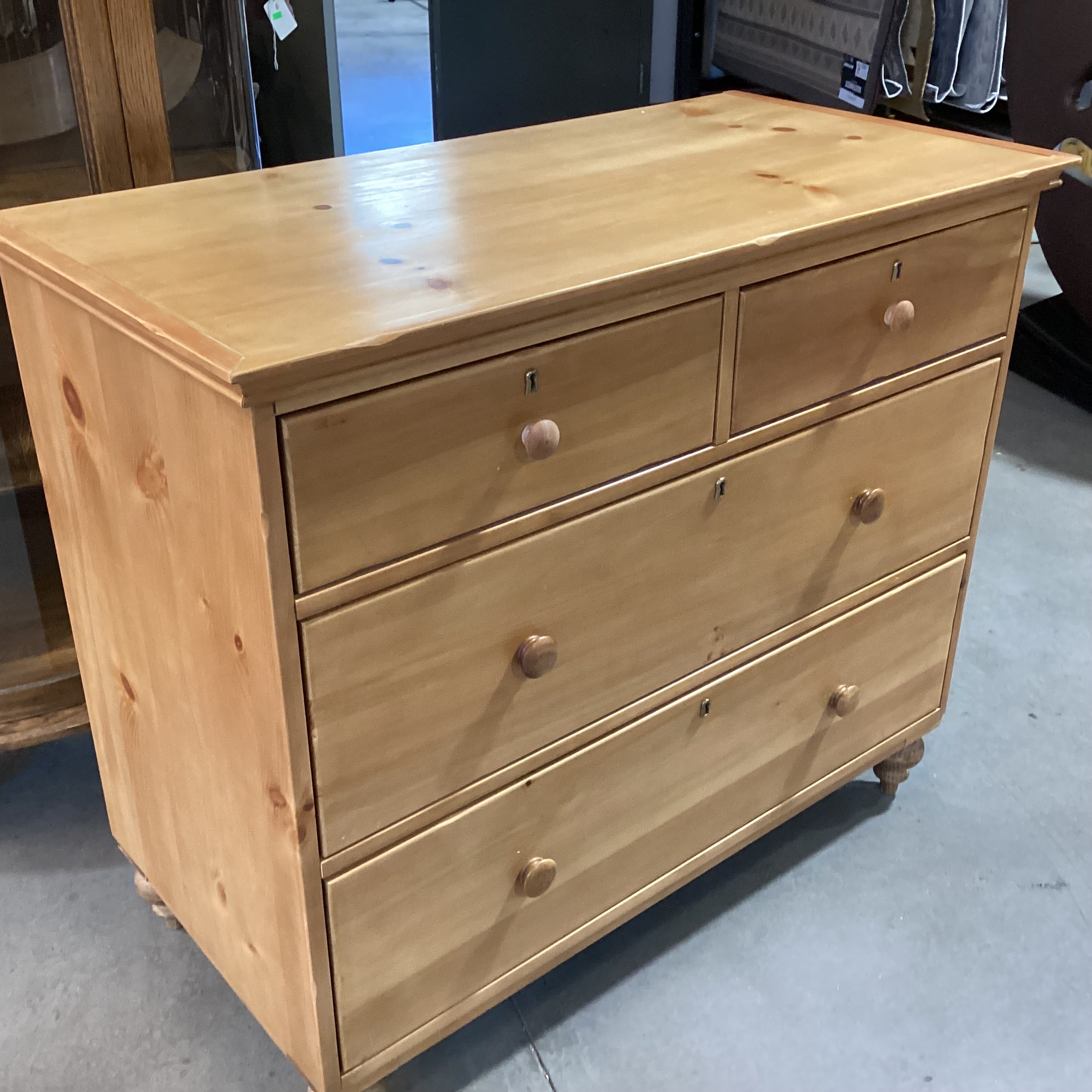 Natural Pine 4 Drawer Keyhole Accent Chest 42"x 21"x 36"
