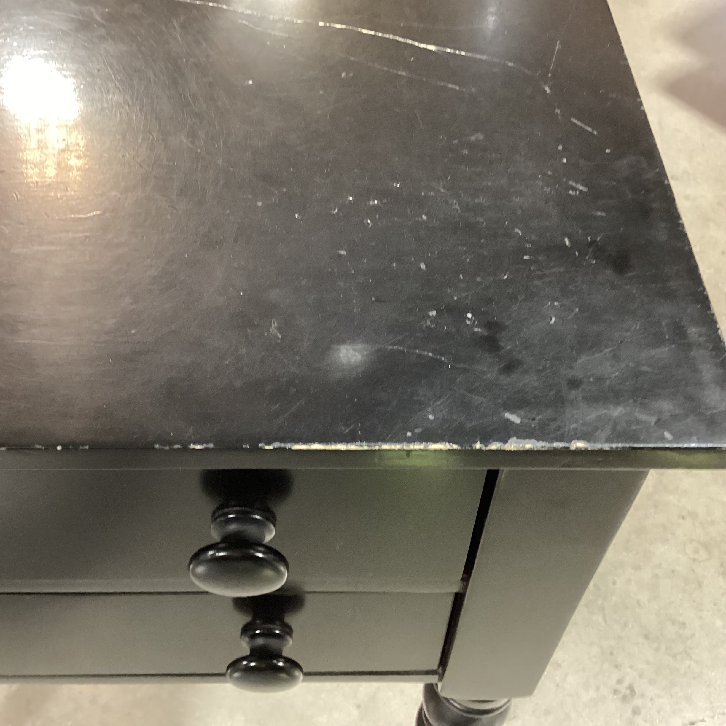 Pottery Barn Black Wood 2 Drawer Turned Legs Nightstand 24"x 18"x 31"