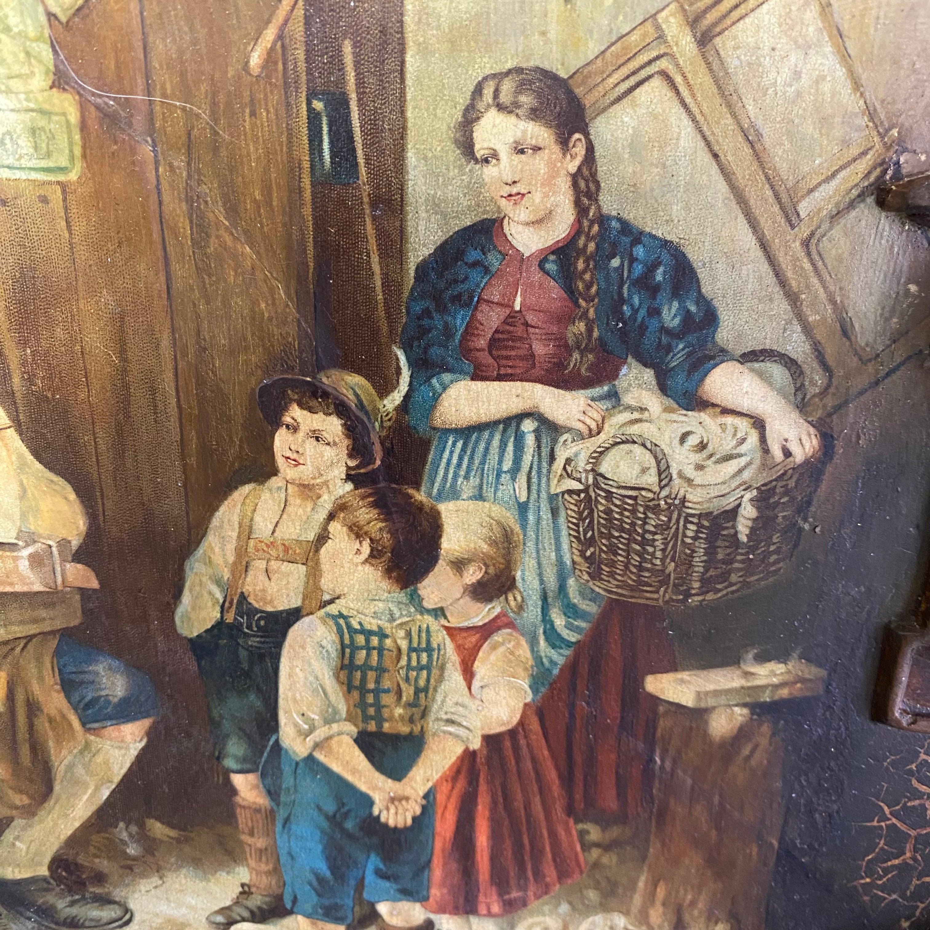 Antique Johann Maresch Terracotta Handpainted 3D Early 1900's Austria Wall Plaque 15.5" Diameter