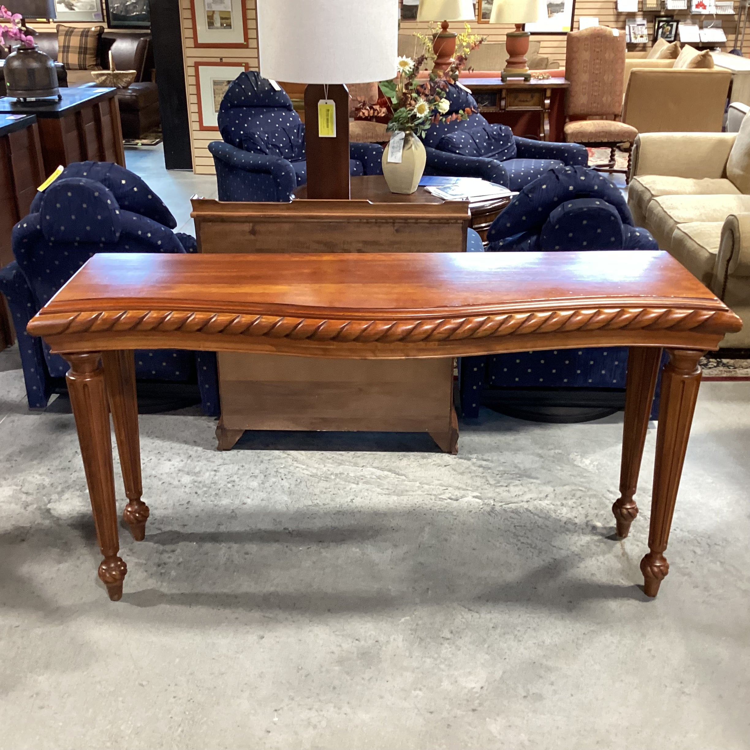 Solid Carved Cherry Sofa Table 68"x 20"x 37"