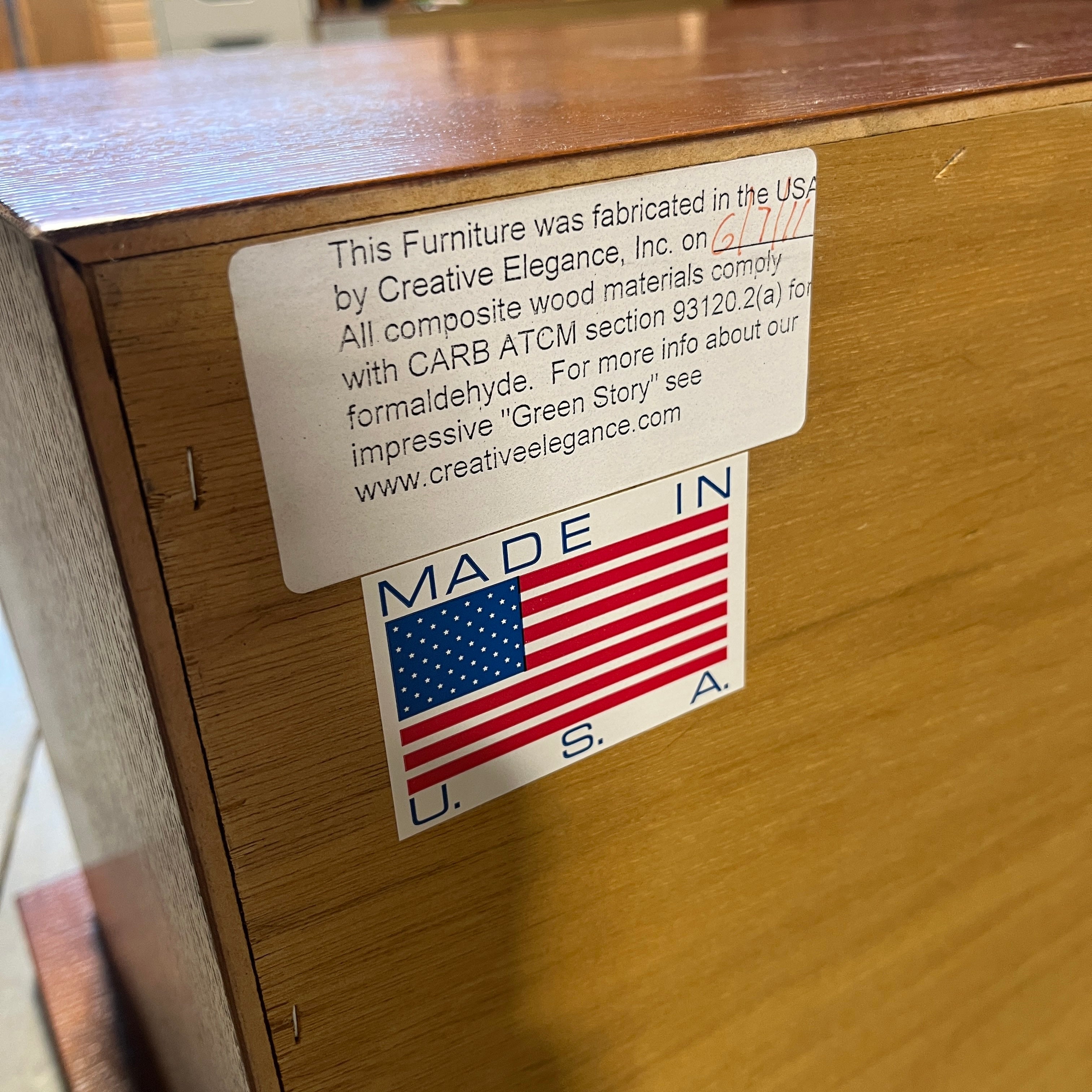 Creative Elegance Medium/Dark Finish and Black Painted Wood 2 Drawer Night Stand 30.5”x 19.5” 20.5”