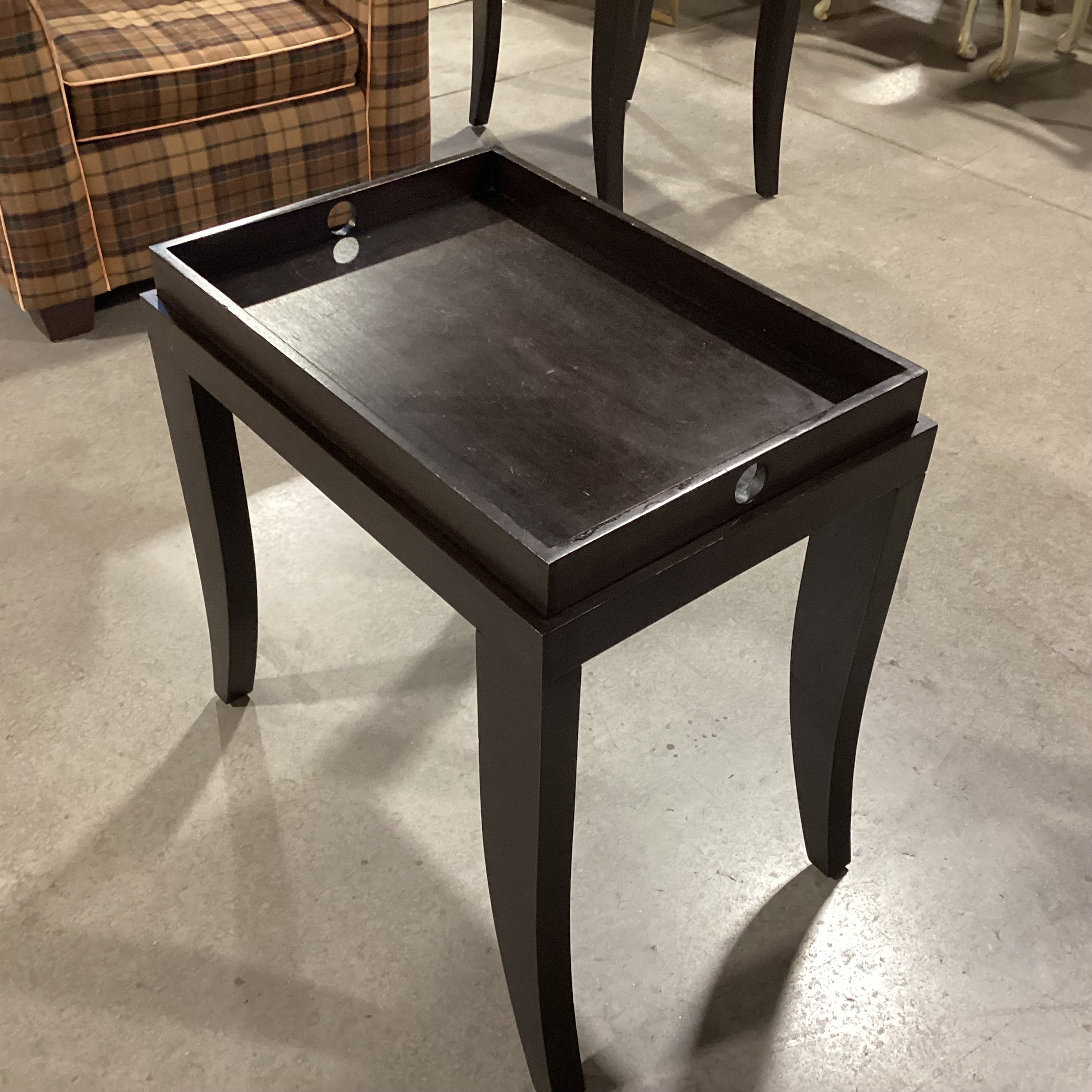 Dark Finish Wood Tray Top End Table 24"x 17"x 24.5"