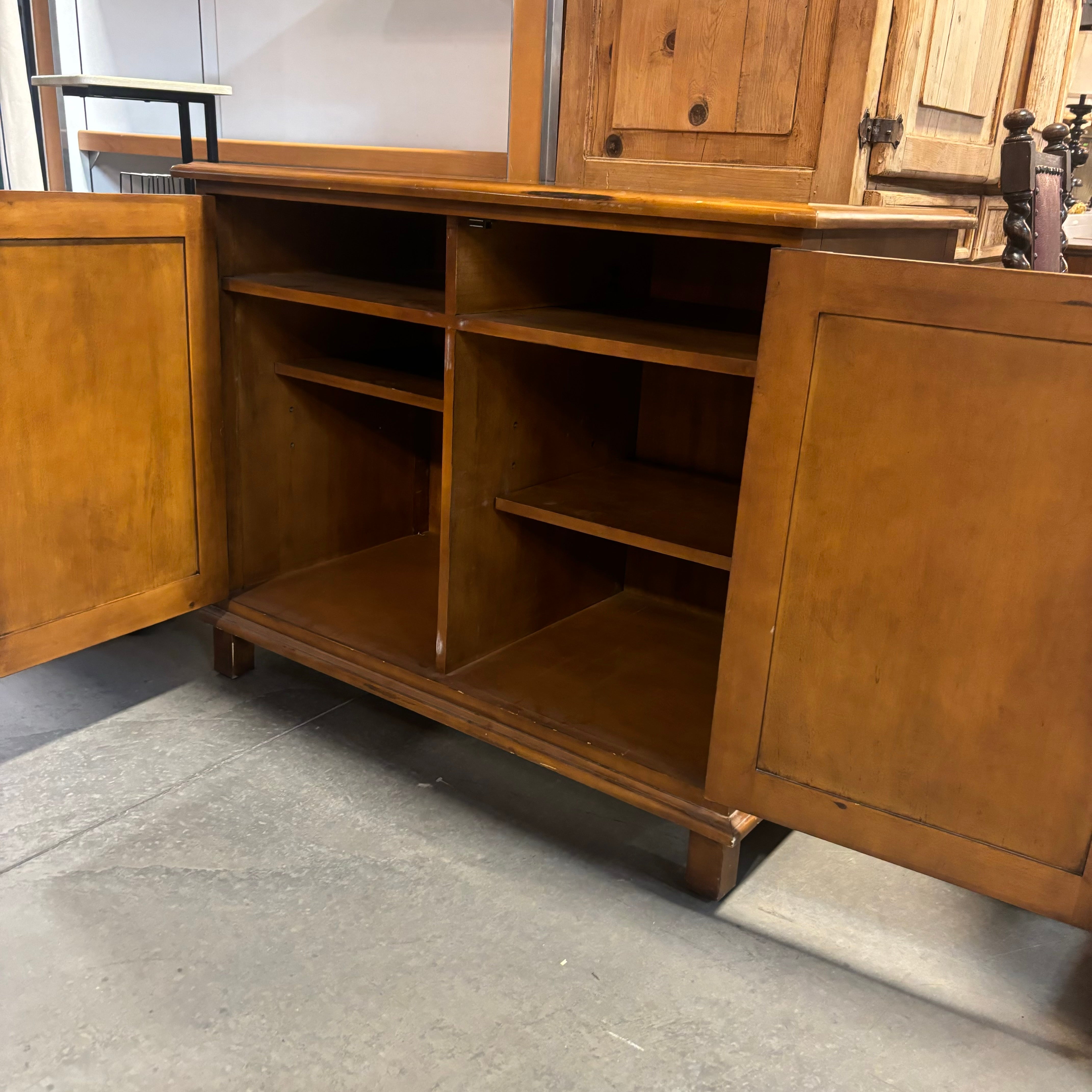 Distressed Golden Finish Wood 2 Door with Shelves Office Cabinet 42"x 22"x 34"