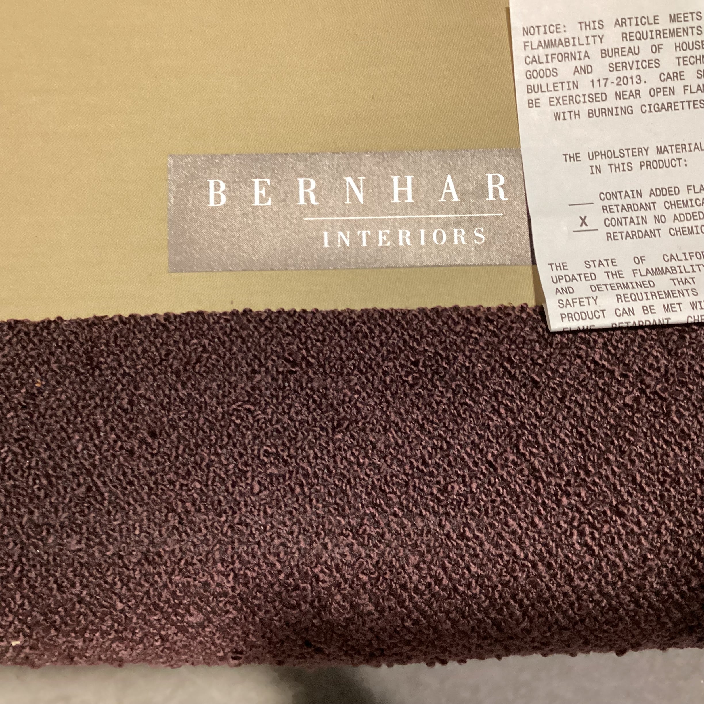 Bernhardt Plum Boucle Nailhead Contemporary Curve Back Wing Chair 32"x 38"x 44"