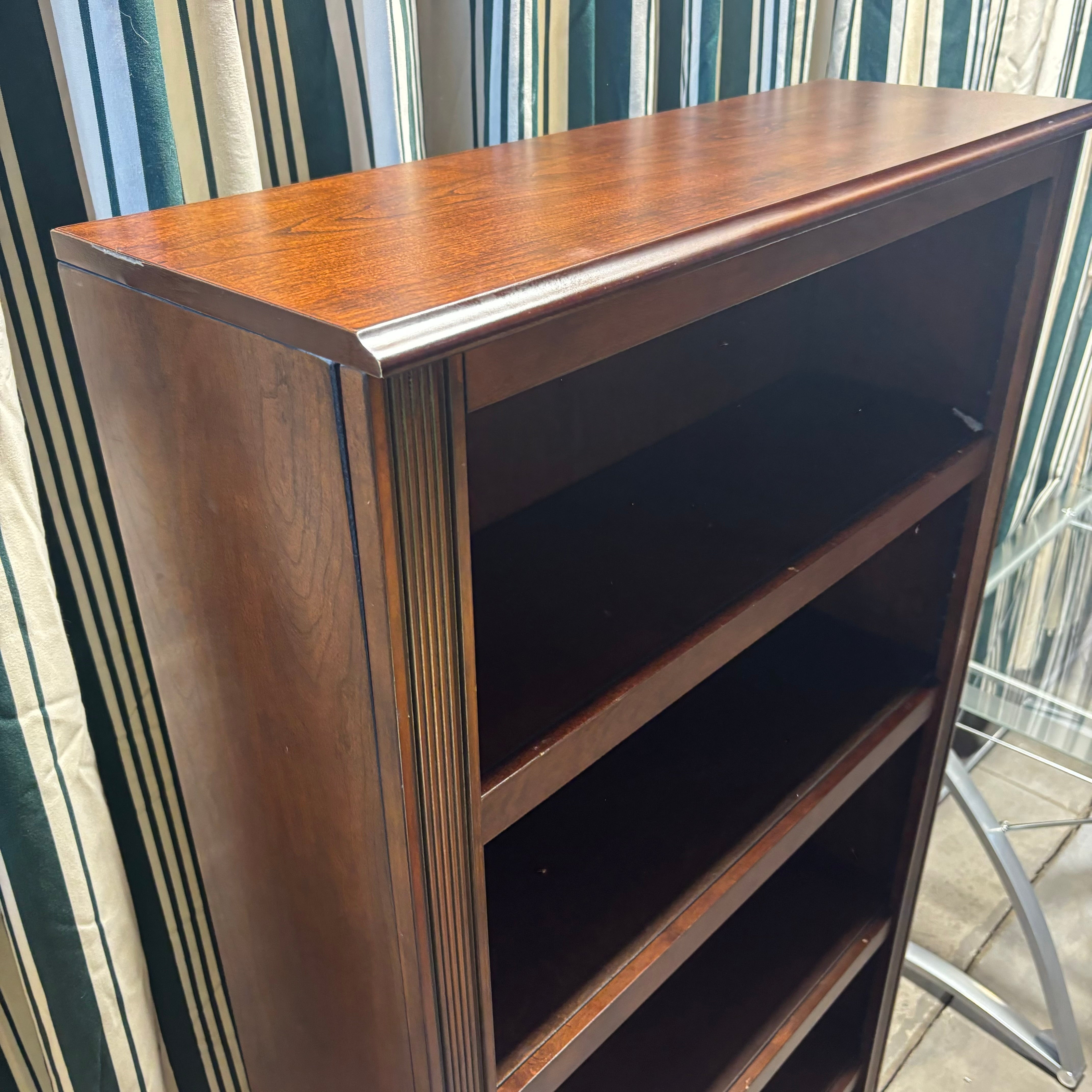 Solid Dark Finish Carved Wood with 4 Adjustable Height Shelves Bookcase 35"x 12"x 75"