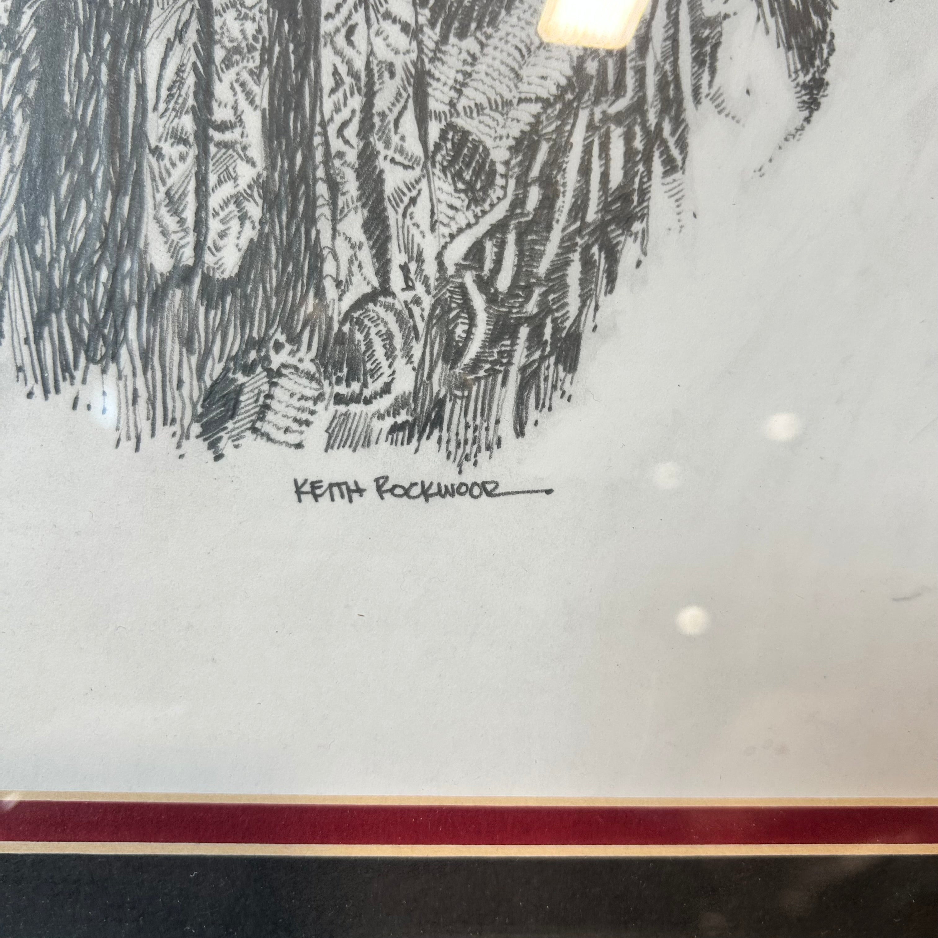 Kieth Rookwood Pencil Drawing Of A Native American Chief With One Of A Kind Custom Frame Made From Pine Wood Laser Cut Iron And Acrylic Crackel Backing 48"x 48"