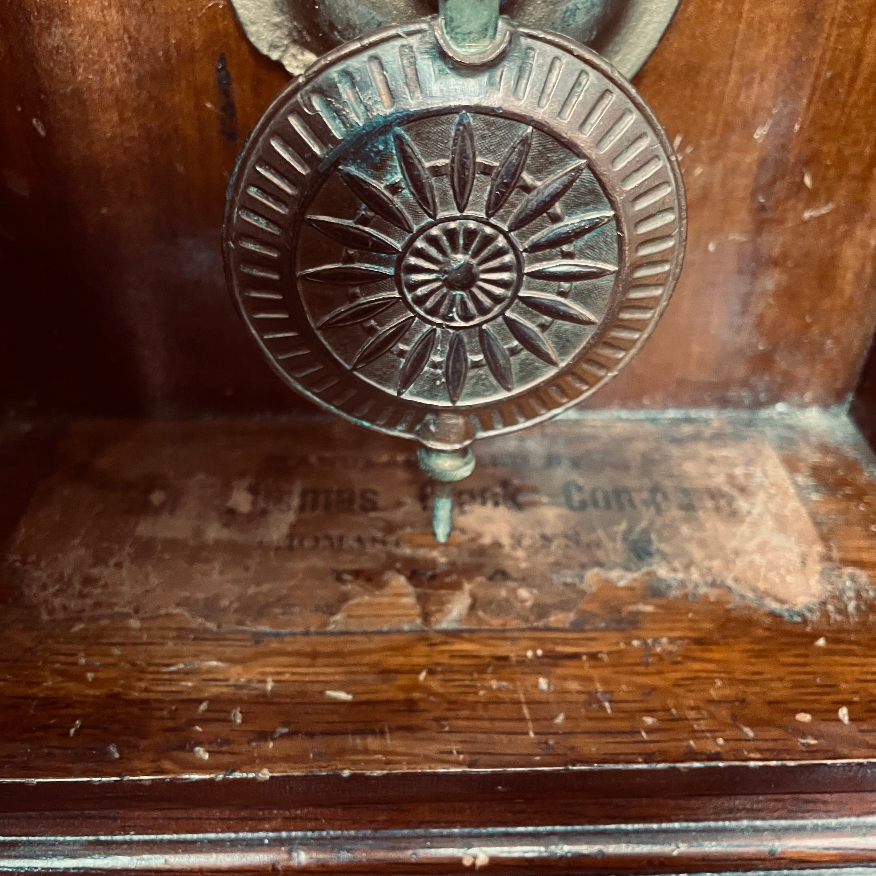 Antique Seth Thomas Parlour/"Kitchen" Carved Wood Clock, 14"x 4.5"x 21"