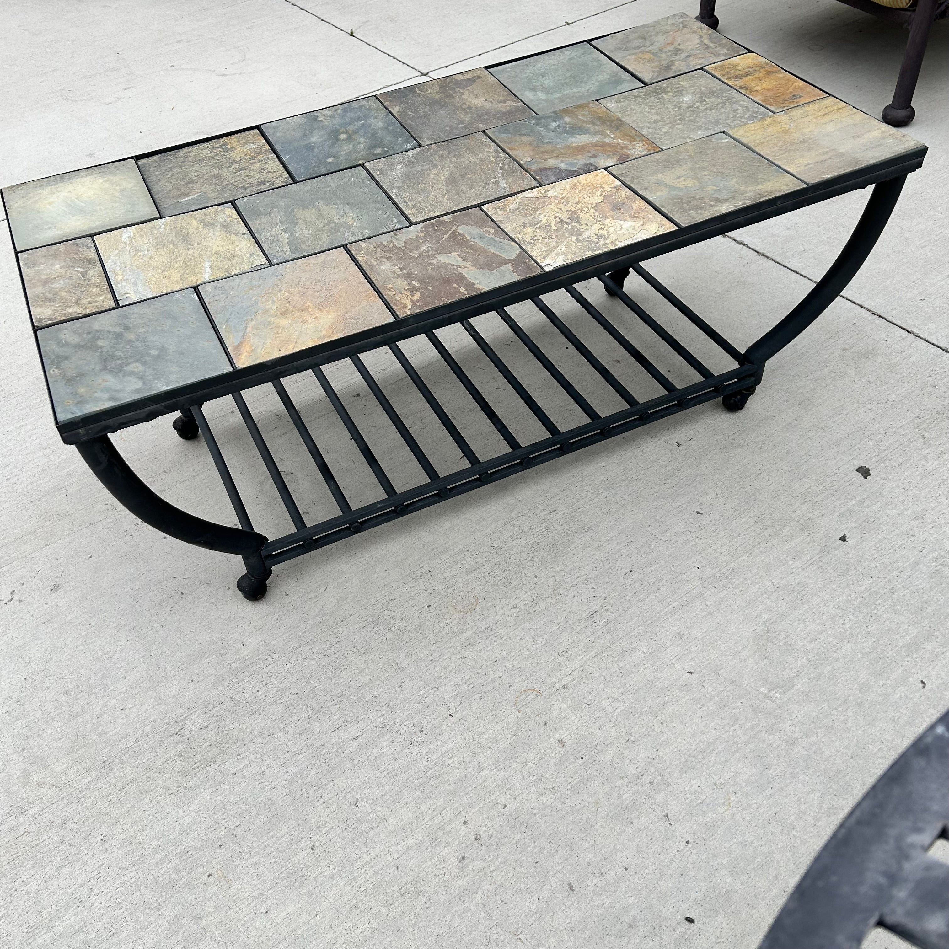 Stone Tile Patio Table 24"x 48"x 19.5"