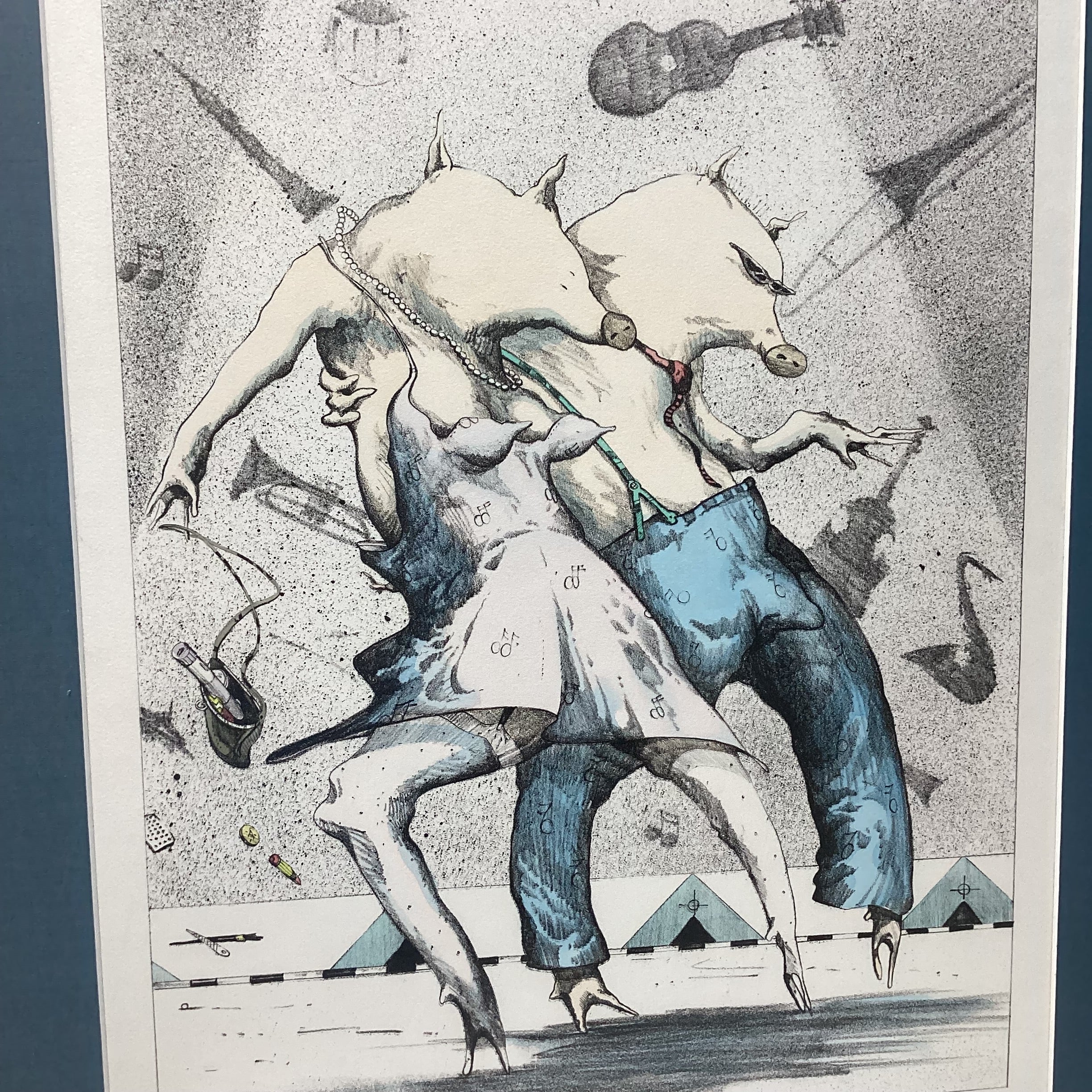 Bo (Robert) Sterk Signed "Swine Swingtime" Limited Edition Framed Print 26" x 30.5"