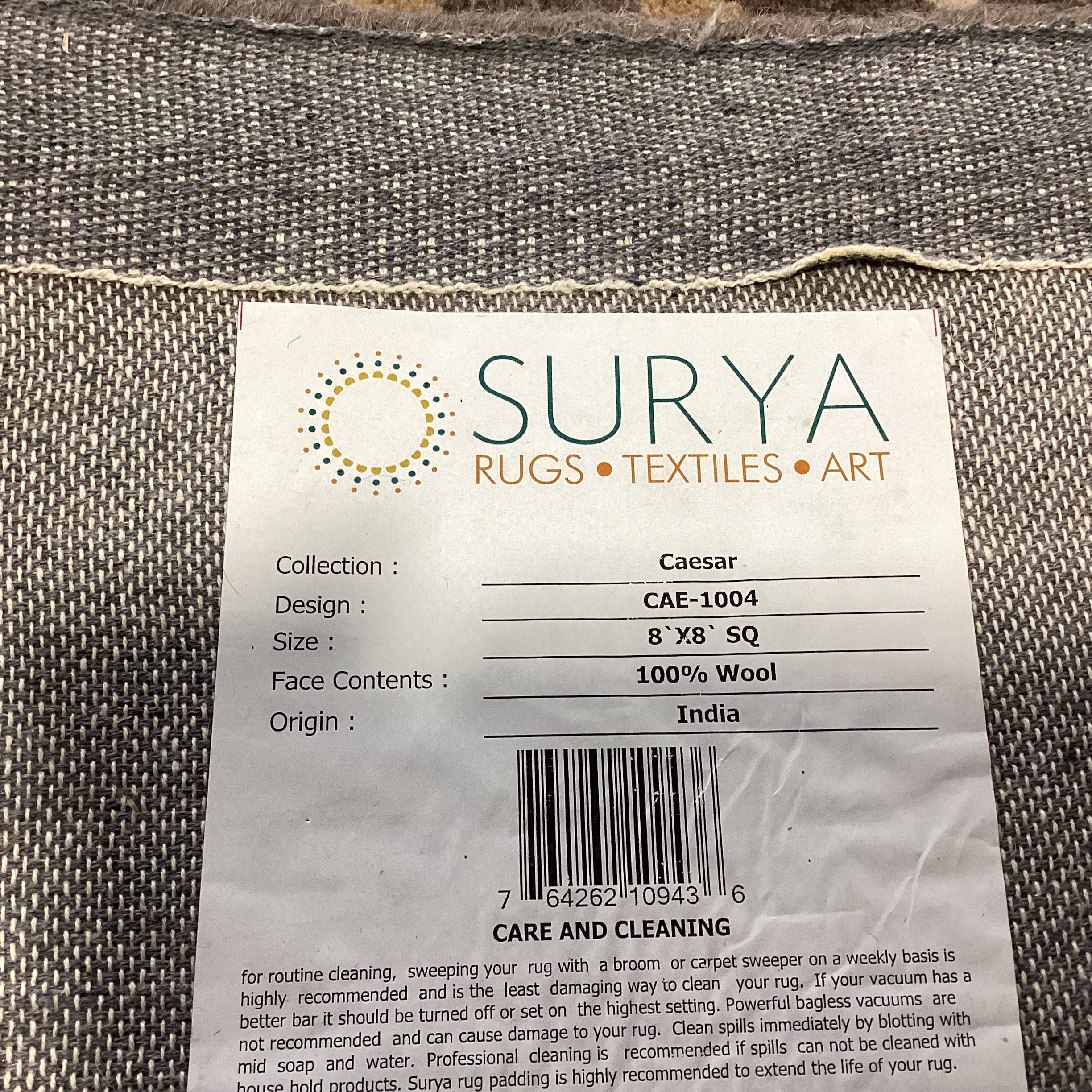 Surya Caesar Grey Gold Rust Floral Wool Rug 8'x 8'