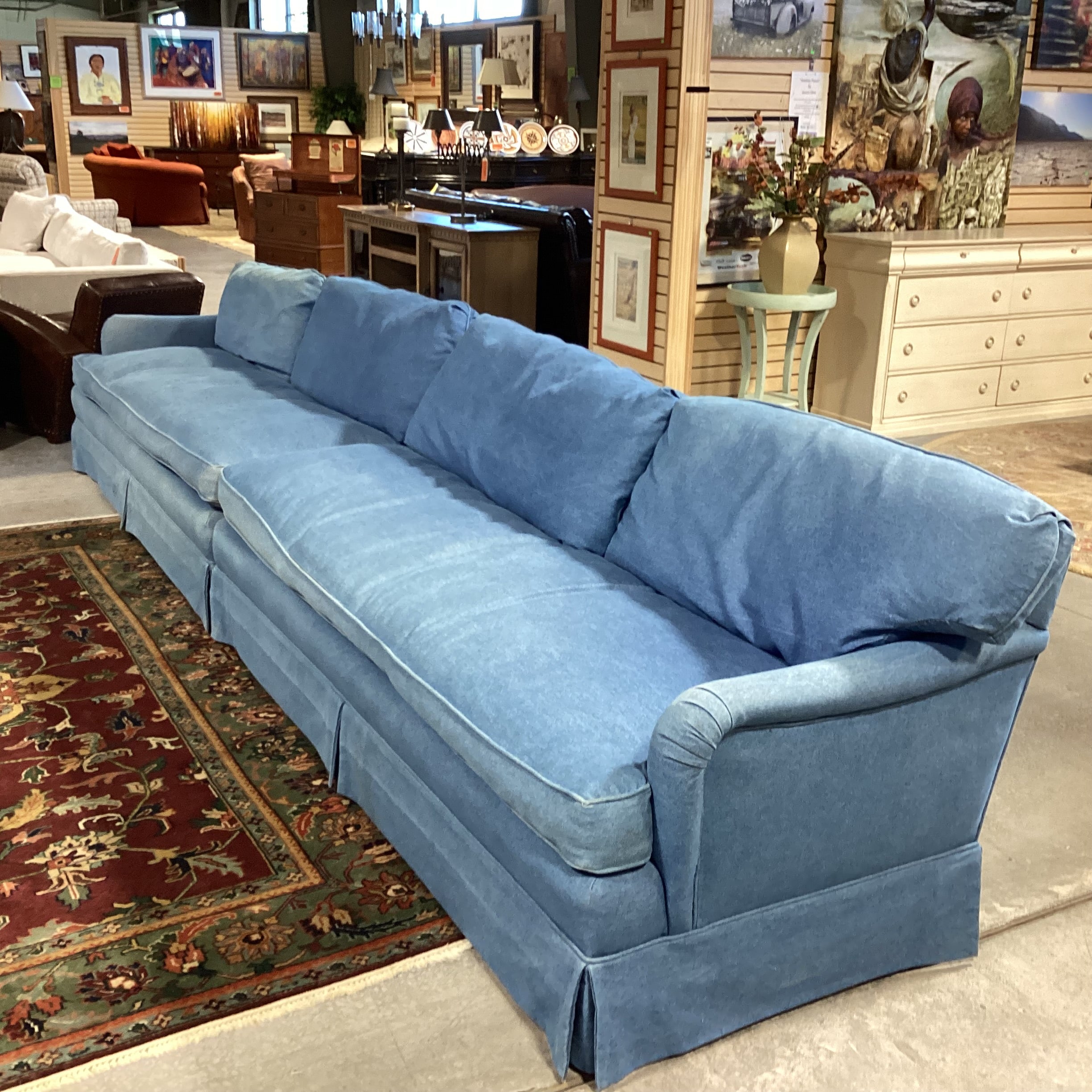 Custom Denim Down Mix 2 Piece Sectional 163"x 36"x 30"