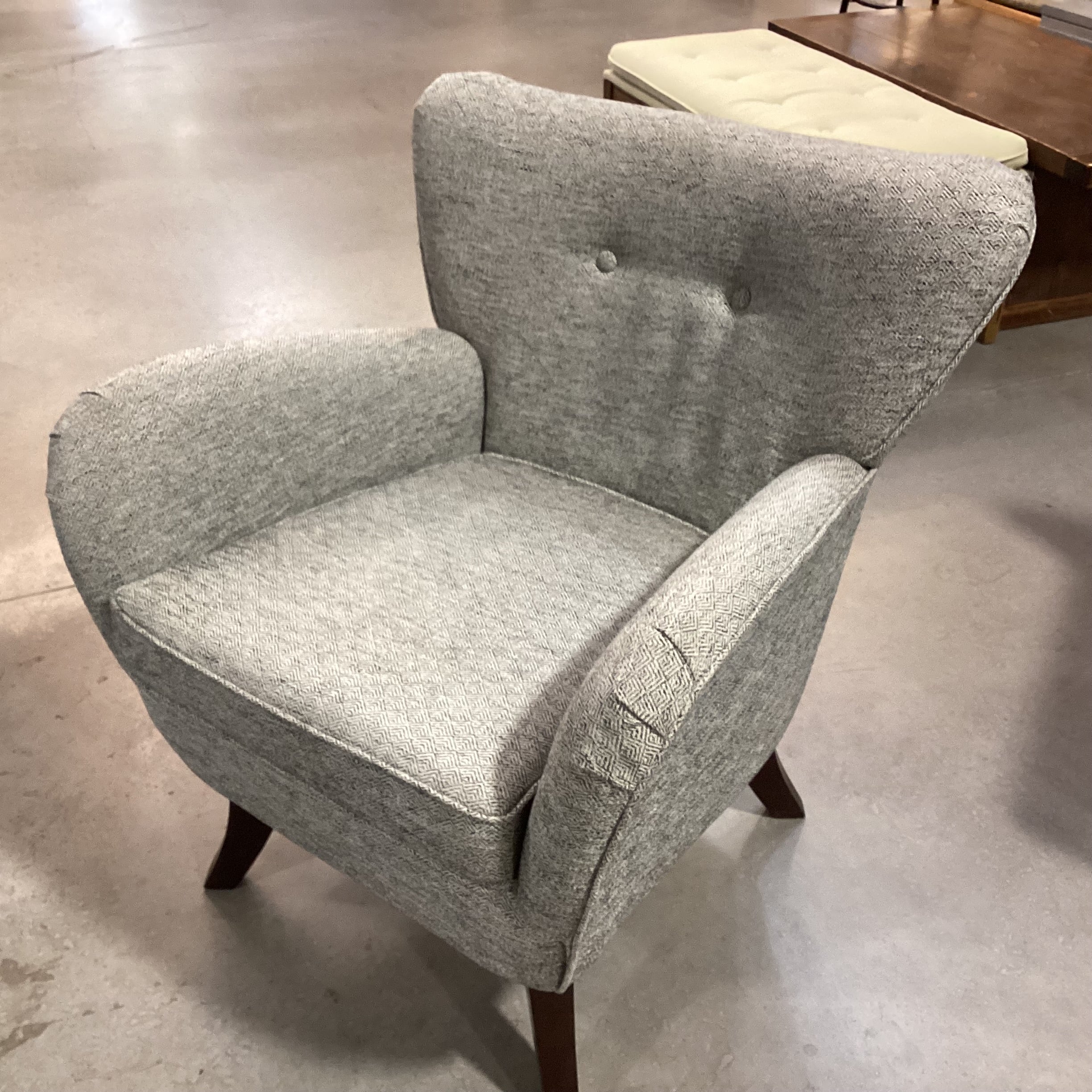 Best Home Bethany Mid Century Style Ivory Black Woven Chair 30"x 30"x 32"