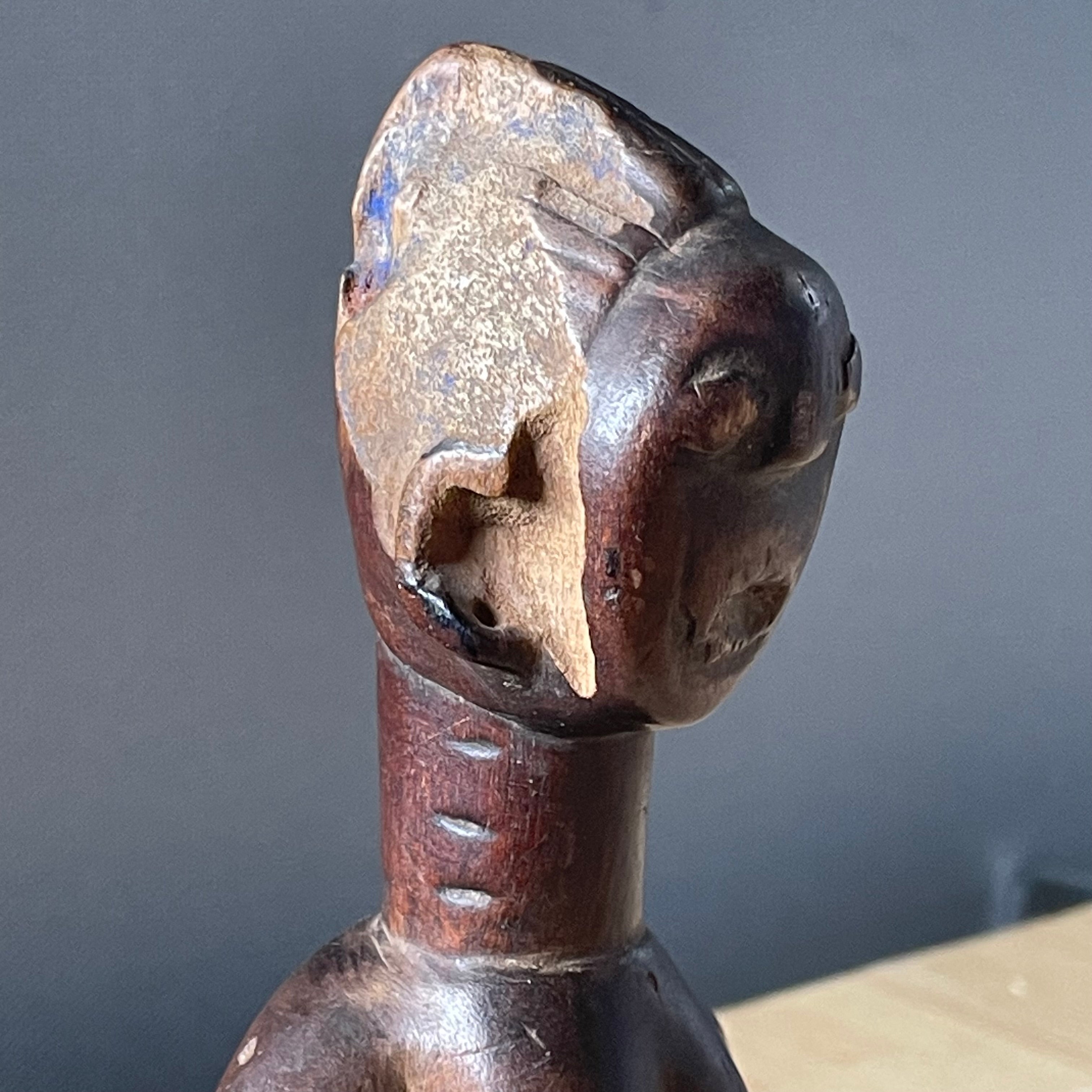 Vintage Nigerian Hand Carved Yoruba Ere Ibeji Twin Figurine, 3.5"x 8"