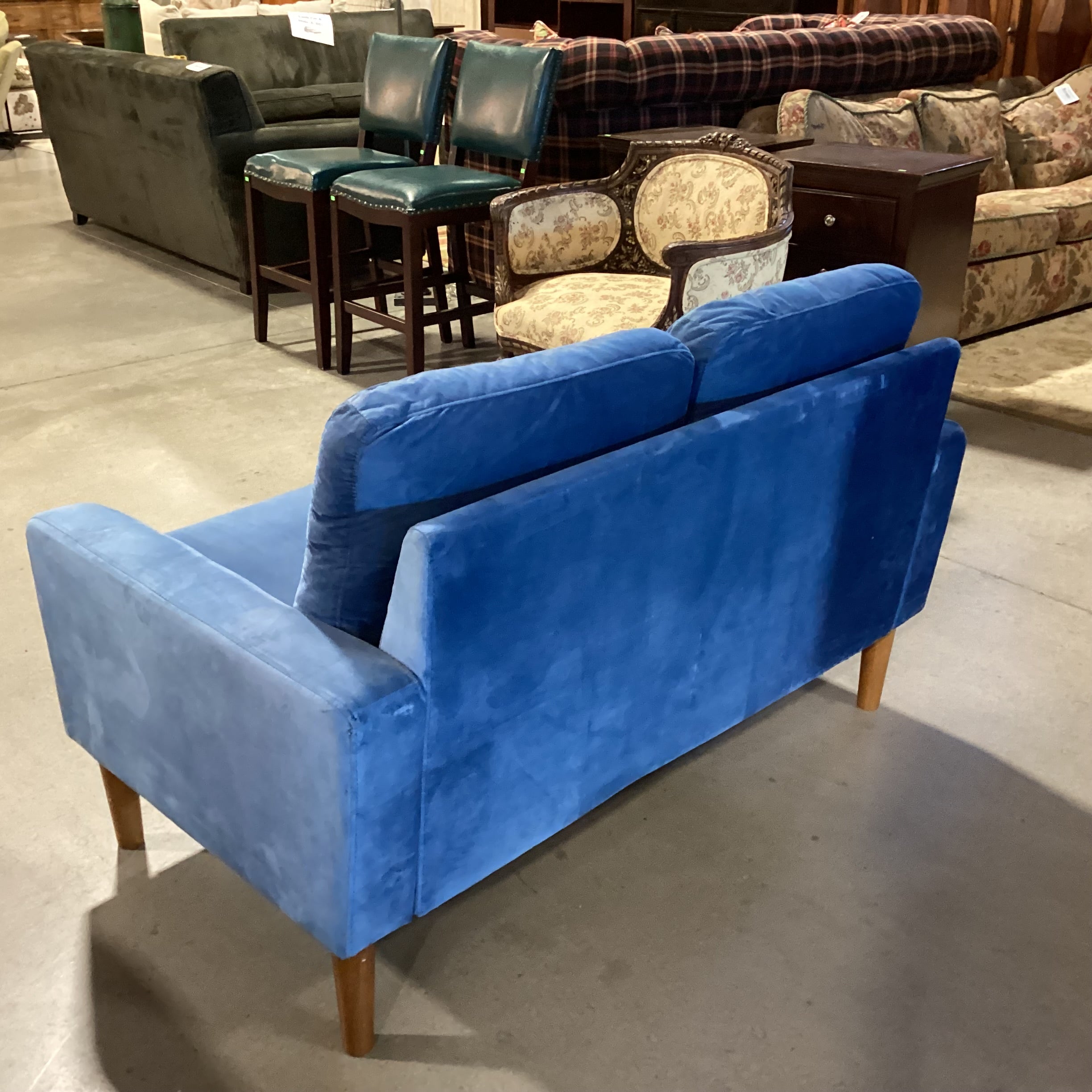 Sky Blue Plush Loveseat Sofa 52"x 30"x 30"