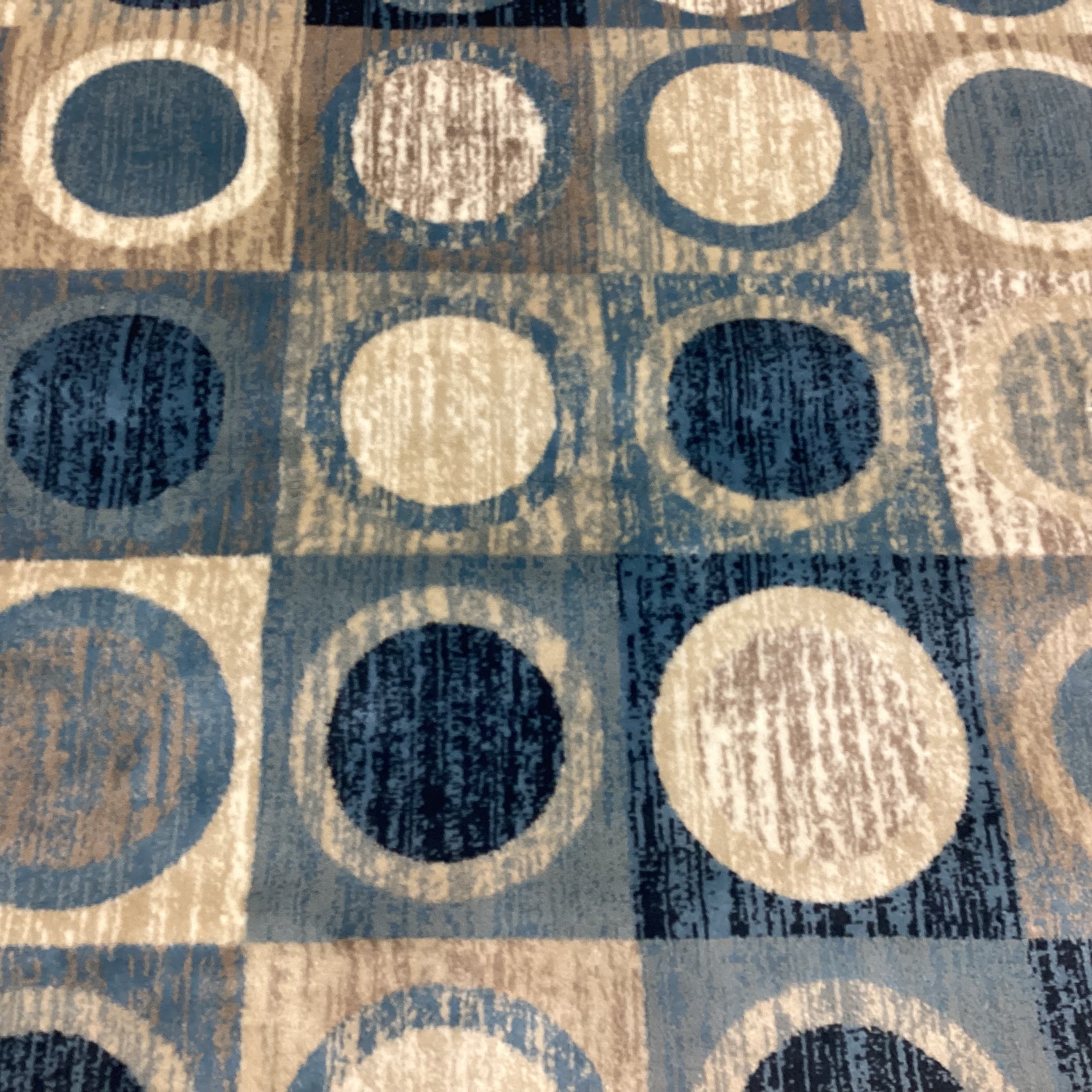 DahDoul Riverside Blue Beige Circle Design Poly Rug 8'x 10'