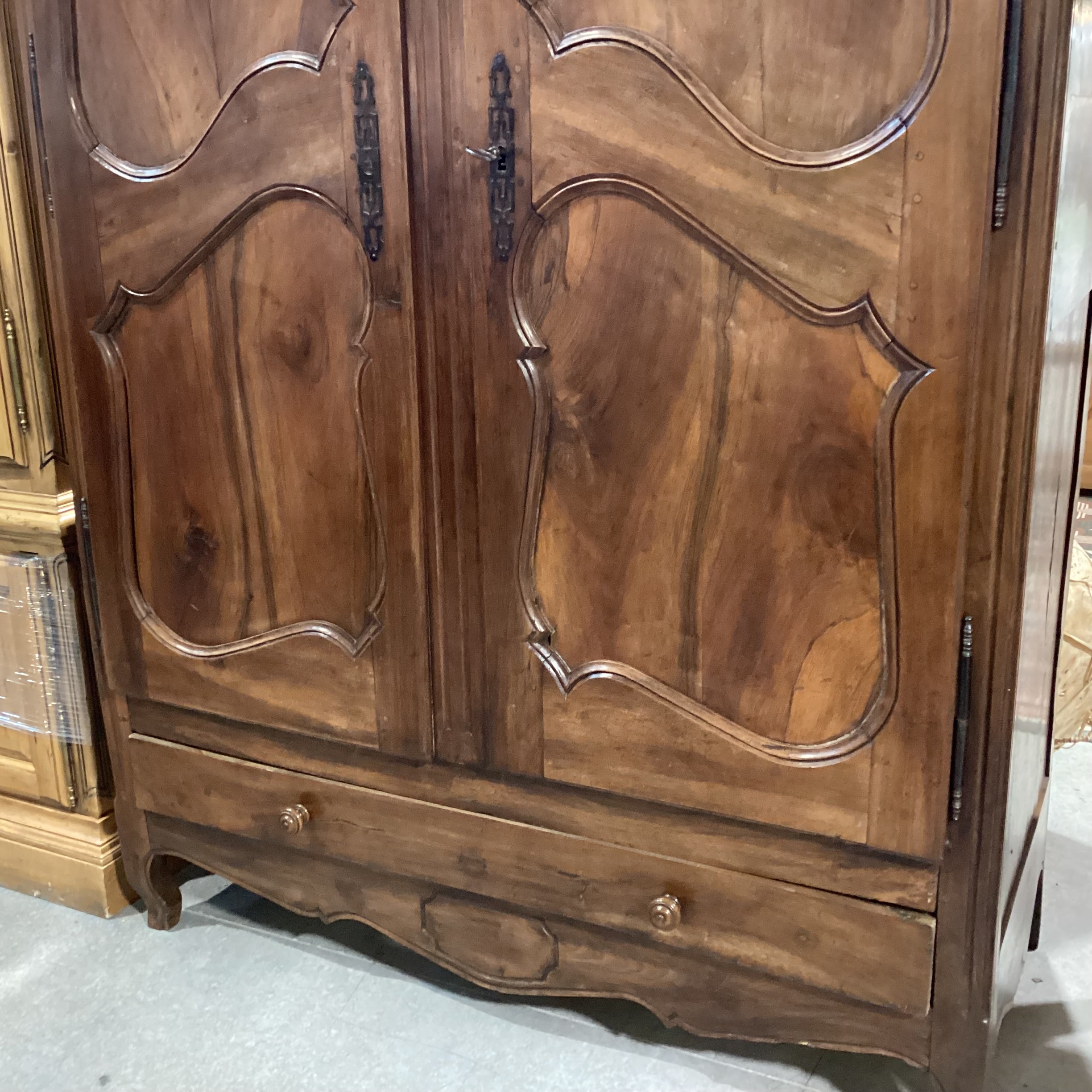 Antique 1800's French Walnut 2 Door 1 Drawer Armoire 64"x 29"x 103"