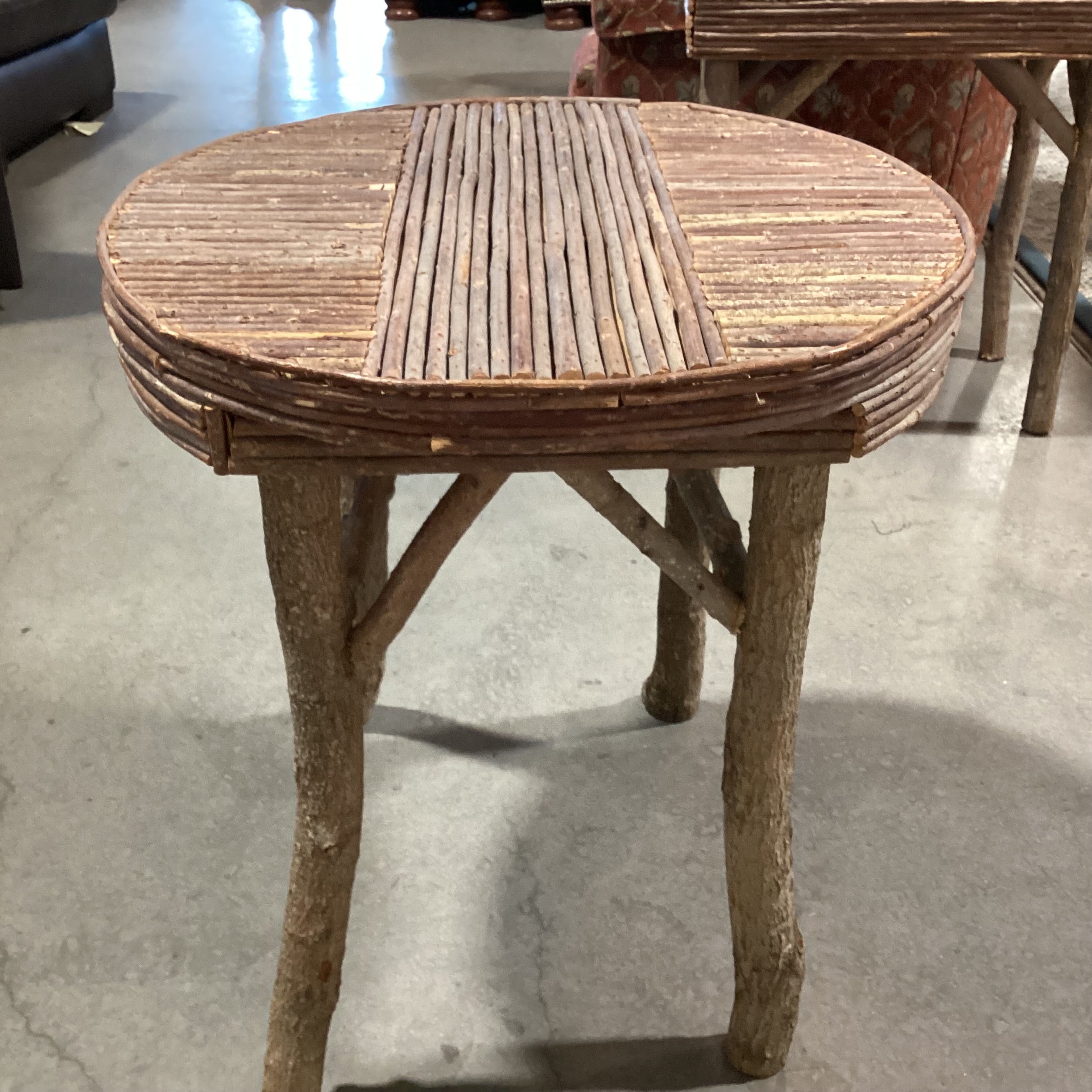 Round Log & Branch Rustic Accent Table  24.5" Diameter x 26.5"