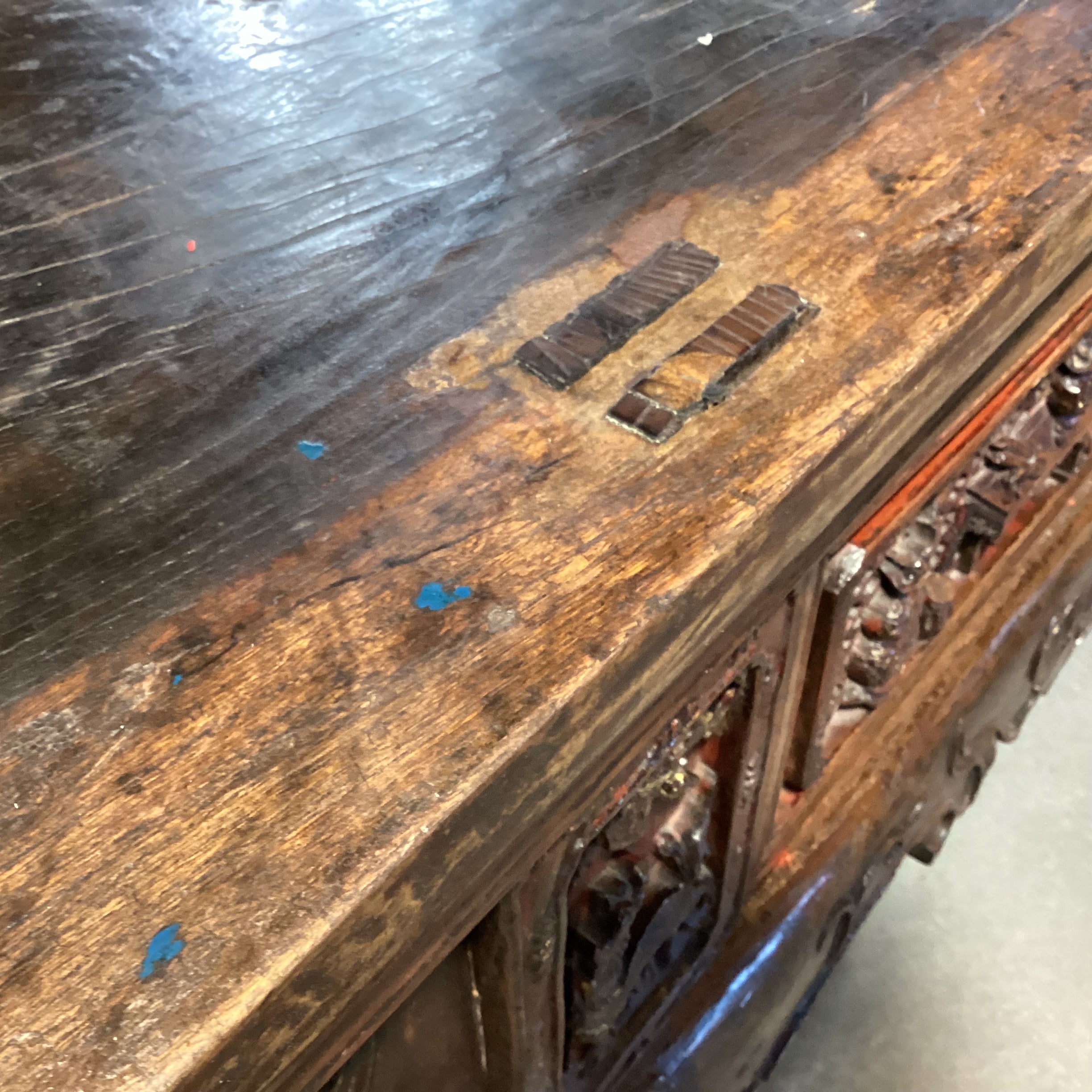 Antique Asian Ornate Carved Alter Console Sofa Table 86.5"x 15"x 42"