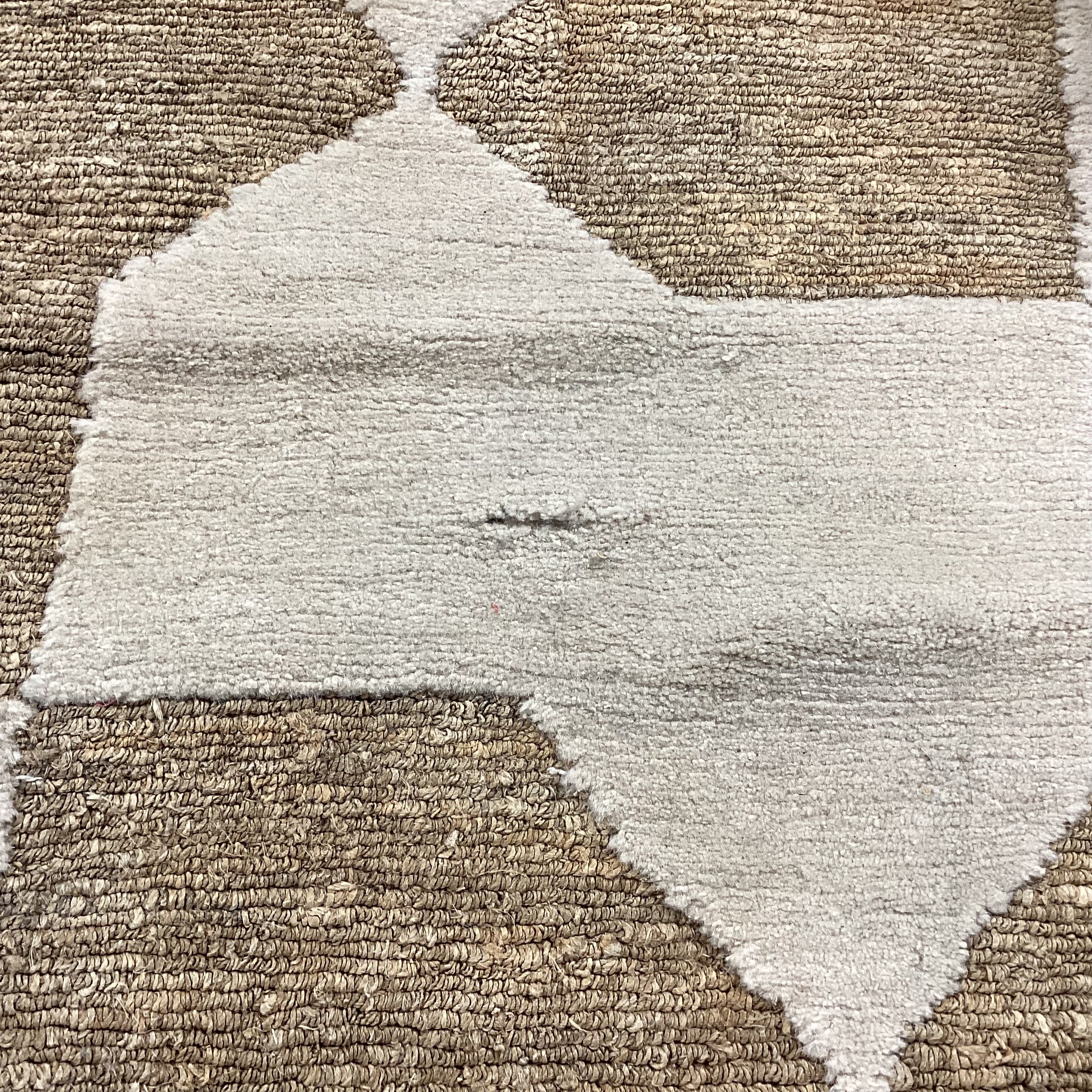 Tan & Cream Bowtie Hand Knotted Nepal Wool & Natural Rug 15'x 17'6"