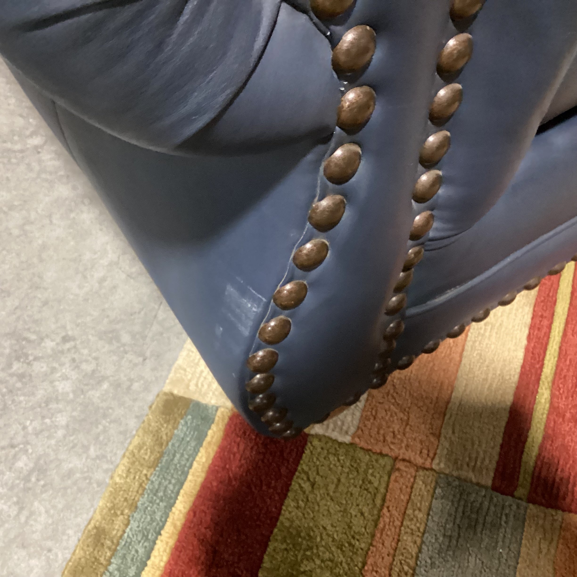 Creative Leather Furniture Highpoint Collection Navy Leather Nailhead Chair 45"x 38"x 37"