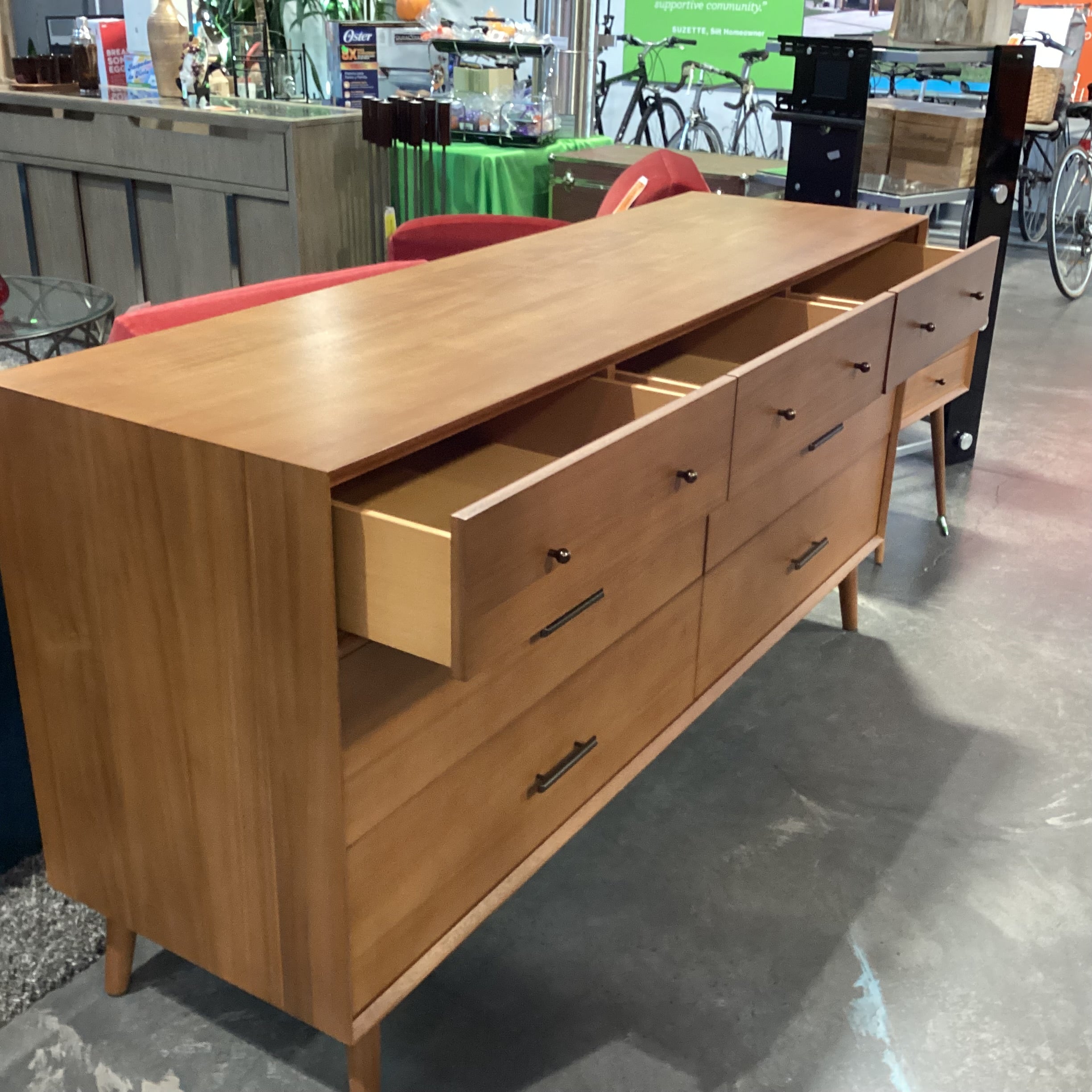 Williams Sonoma Mid Century Style Wood 7 Drawer Dresser 72"x 21"x 36"