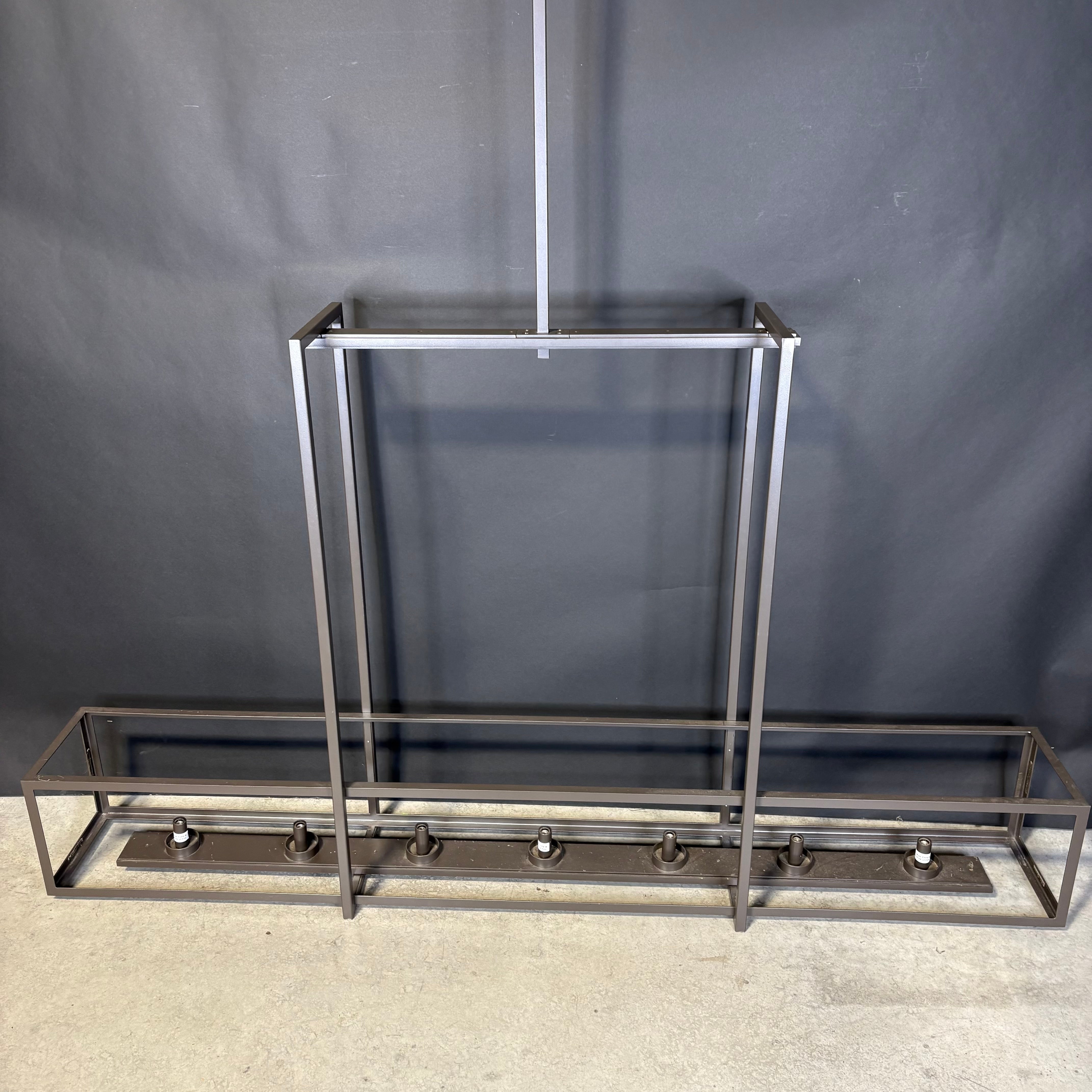 Industrial Modern 7-Light Grey Metal Linear Chandelier 72”x 11”x 106”