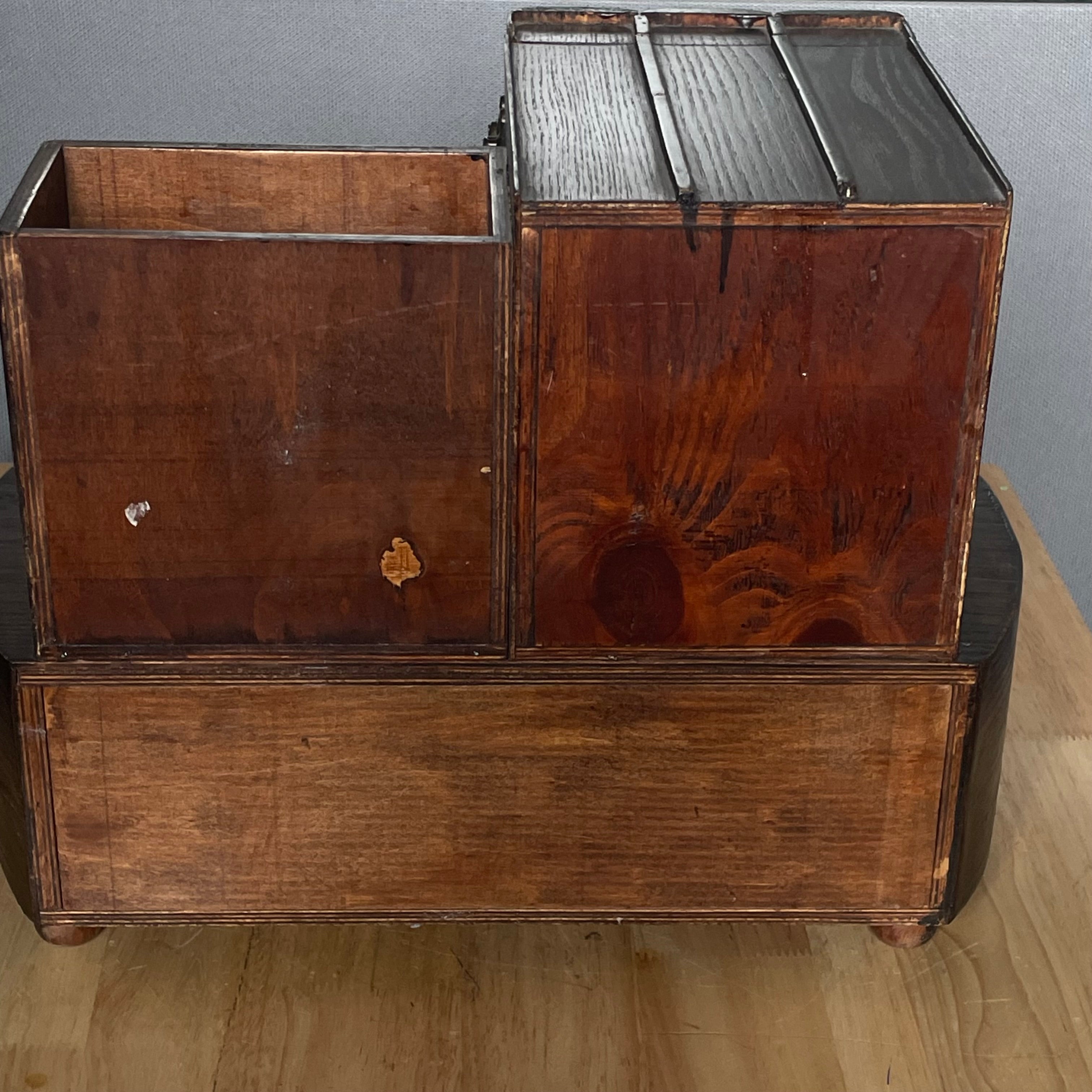 Vintage Chinese Desk Organizer Storage Box, 16.5"x 9.25"x 12.5"