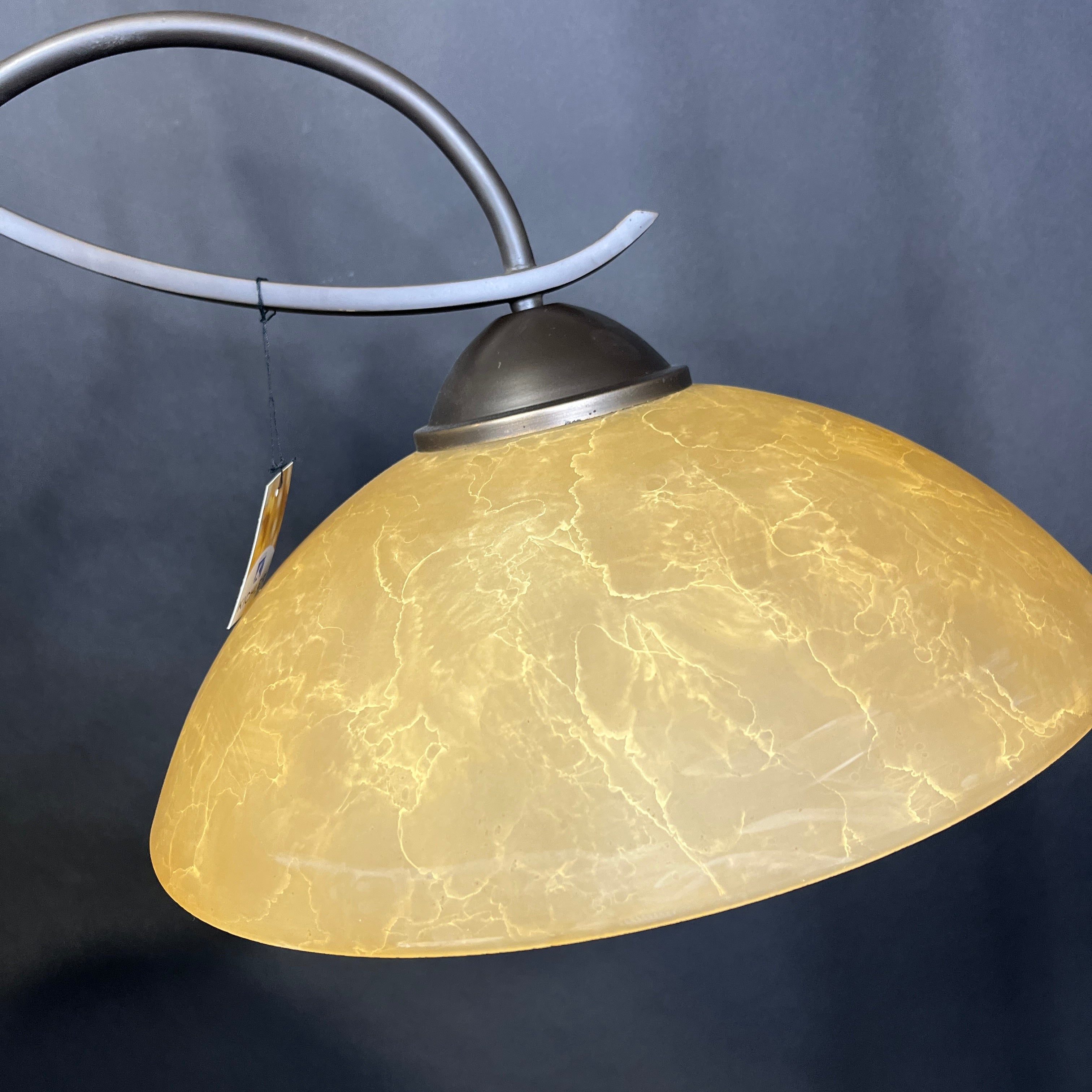 Kichler 2-Light Traditional Bronze with Marbled Orange Glass Shades Linear Ceiling Pendant 40”x 15”x 37”