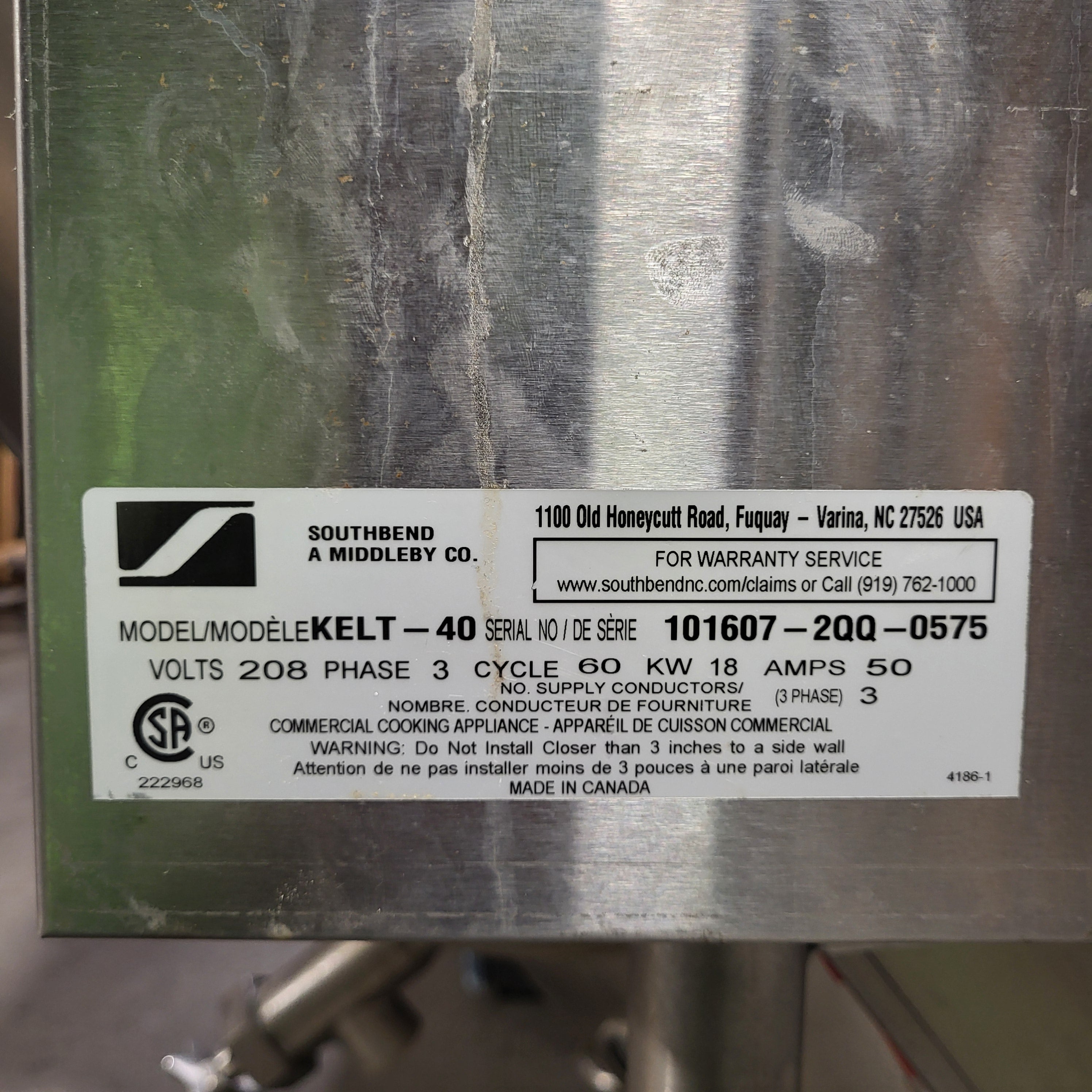 Southbend Industrial Tilting Steam Kettle (SOLD AS IS)