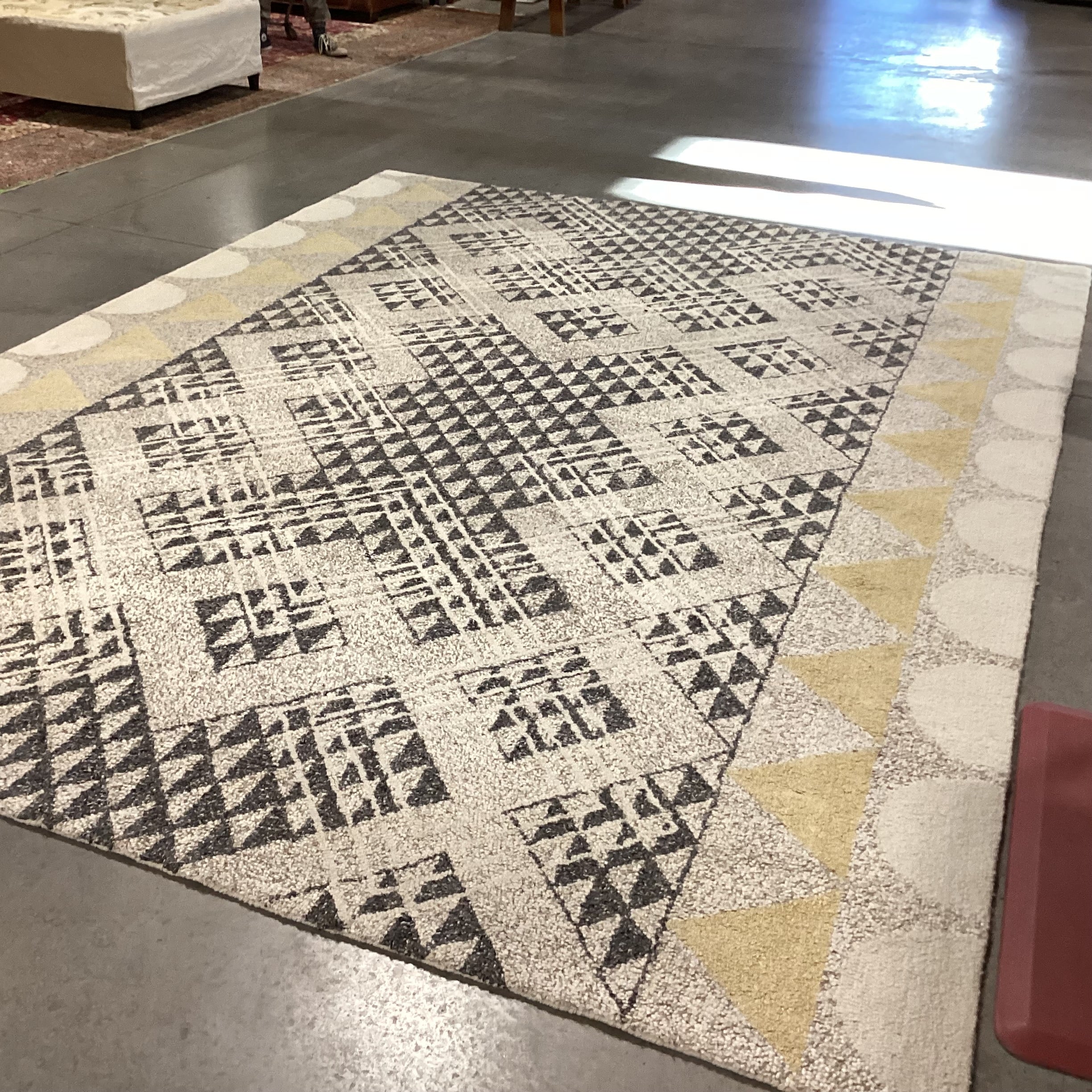 Cream Grey Light Yellow Wool Rug 8'10"x 12'