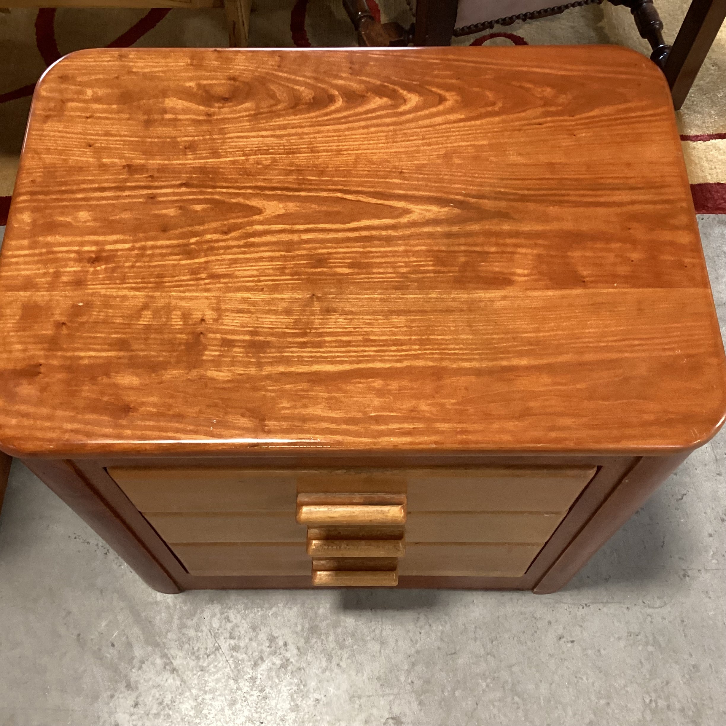 Vintage 2 Tone Wood 3 Drawer Nightstand 26.5"x 19"x 24"