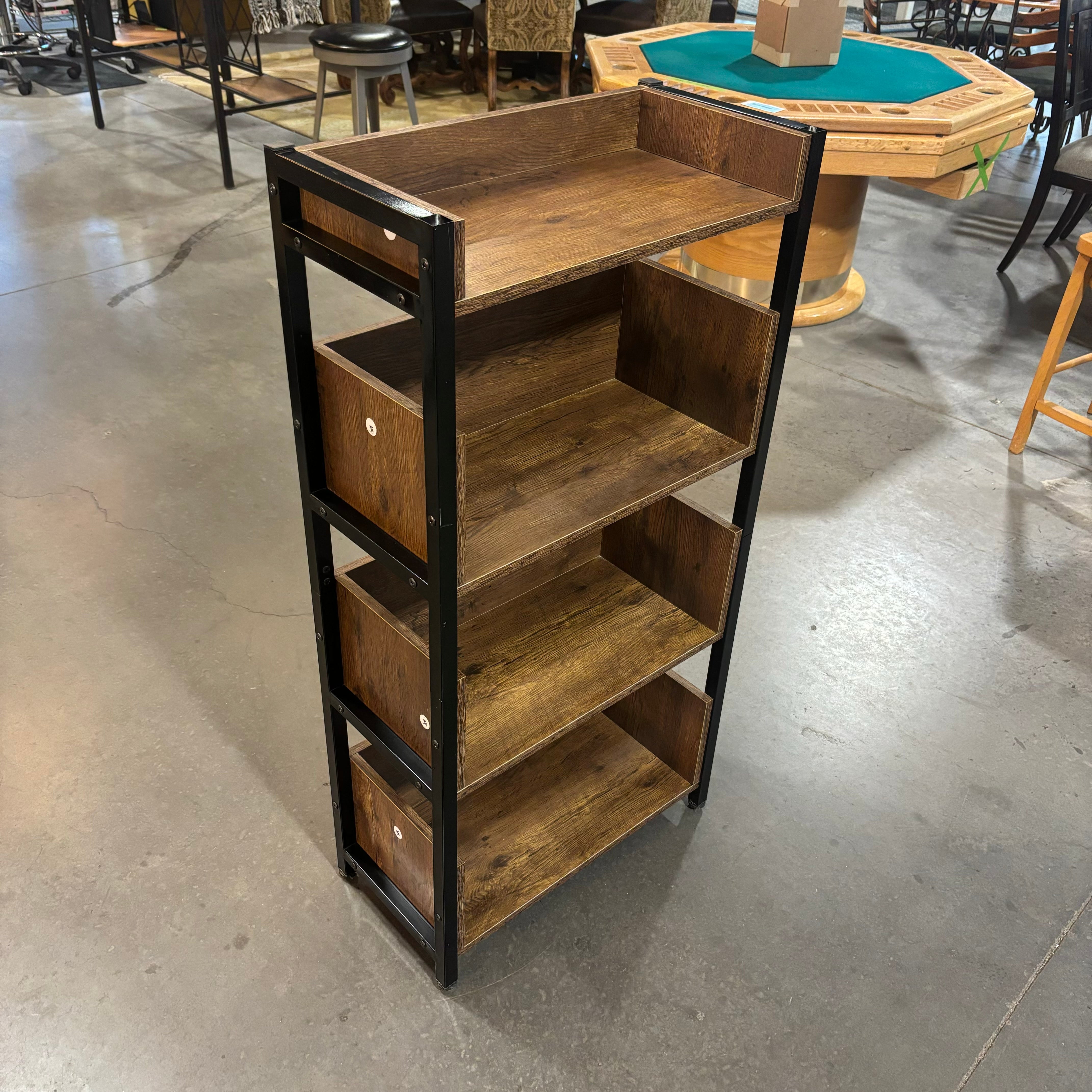 4 Tier Industrial Style Wood Laminate & Metal Frame Bookshelf 24"x 12"x 48"