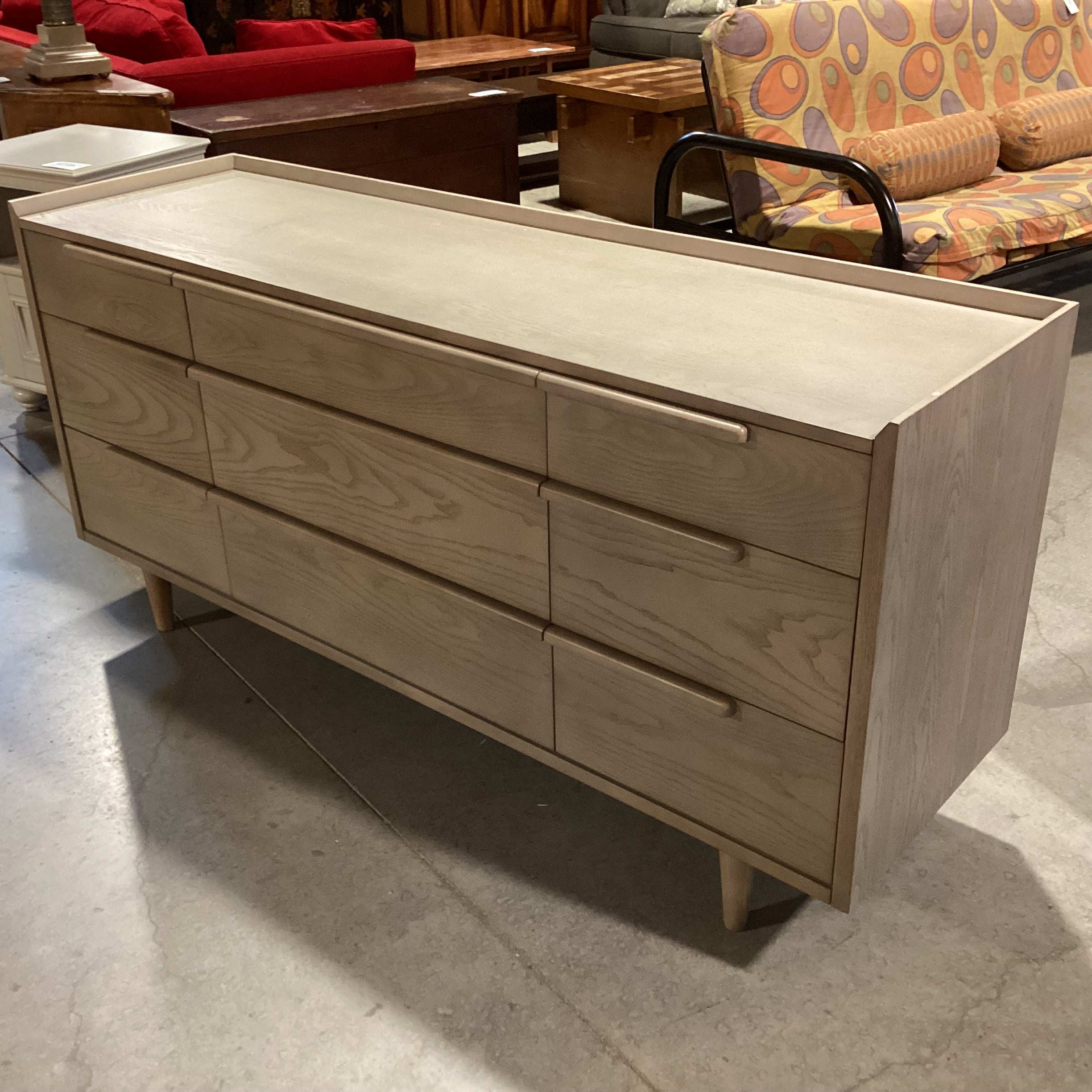 Crate & Barrel Tate Stone Grey Oak 9 Drawer Dresser 68"x 20.5"x 33"